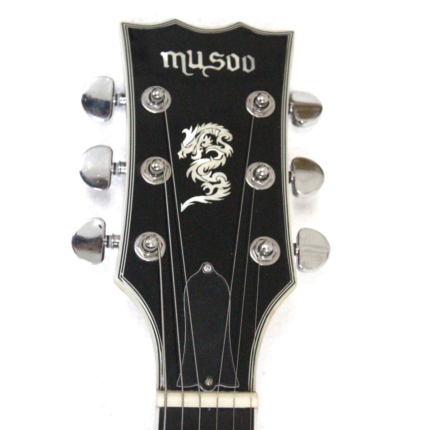 Musoo Guitarra eléctrica de jazz estilo 335, cuerpo semihueco con parte superior de arce flameado, herrajes cromados