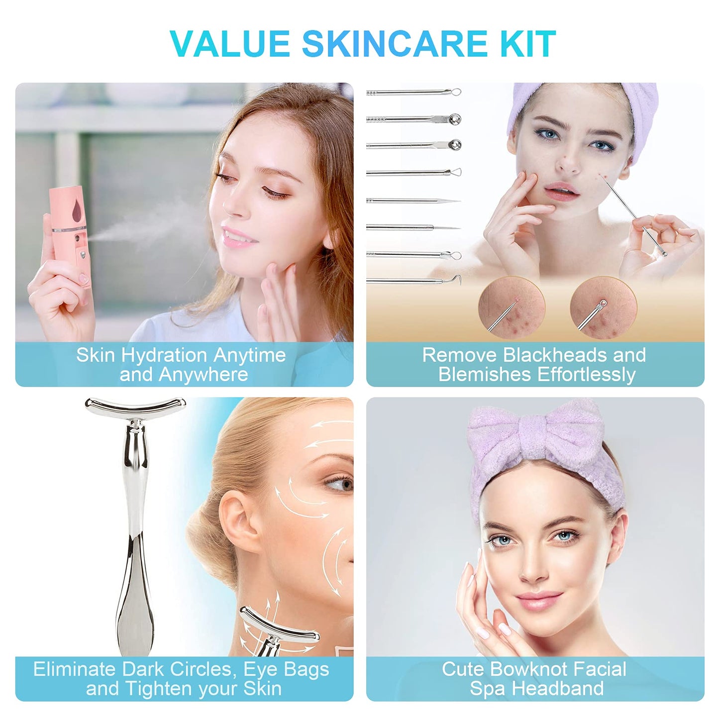 Seneryla - Vaporizador facial para cara, vaporizador facial para limpieza profunda facial, set de nano misterio para senos paranasales, desobstruye los poros, spa en casa, cuidado de la piel