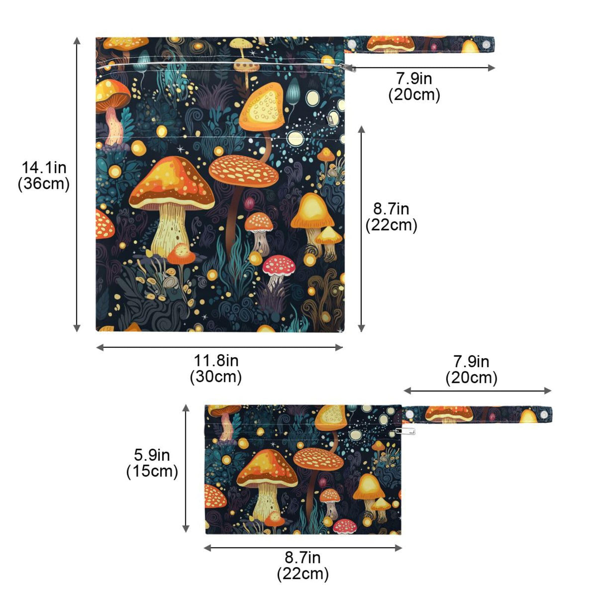 GOODOLD - Bolsa húmeda para pañales de tela para bebé, impermeable, reutilizable, con dos bolsillos con cierre para trajes de baño, 2 unidades