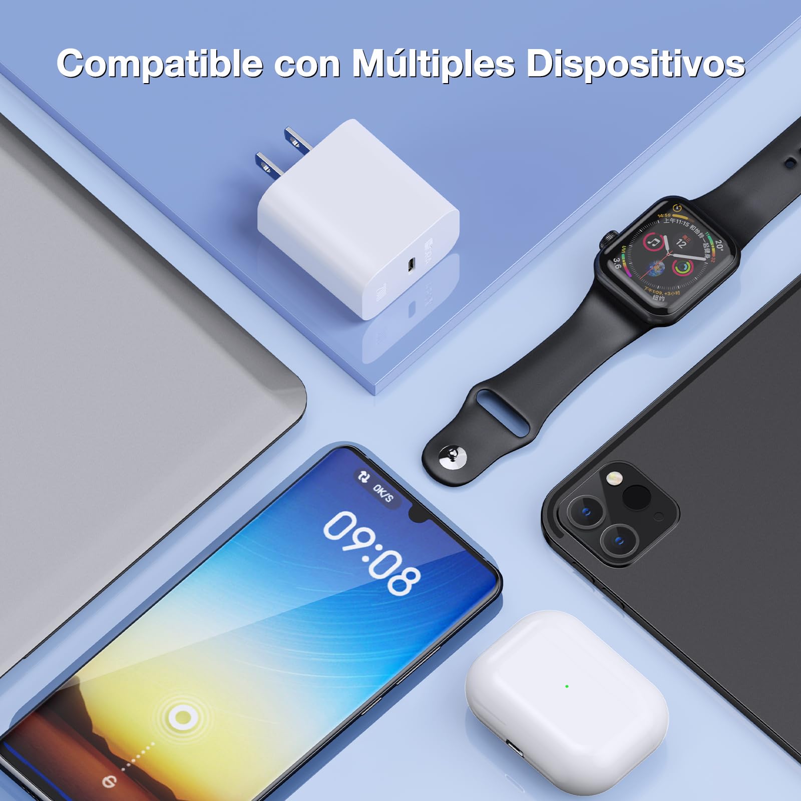 1 Hora Cargador USB C, PD 20W Cargador Tipo C Carga Rápida, con Cable USB C a C 1M 3A, Compatible con IP15, Galaxy S23/22/21 Ultra/Note10/S20 Ultra/S10/S9/S8, Motorola, Blanco