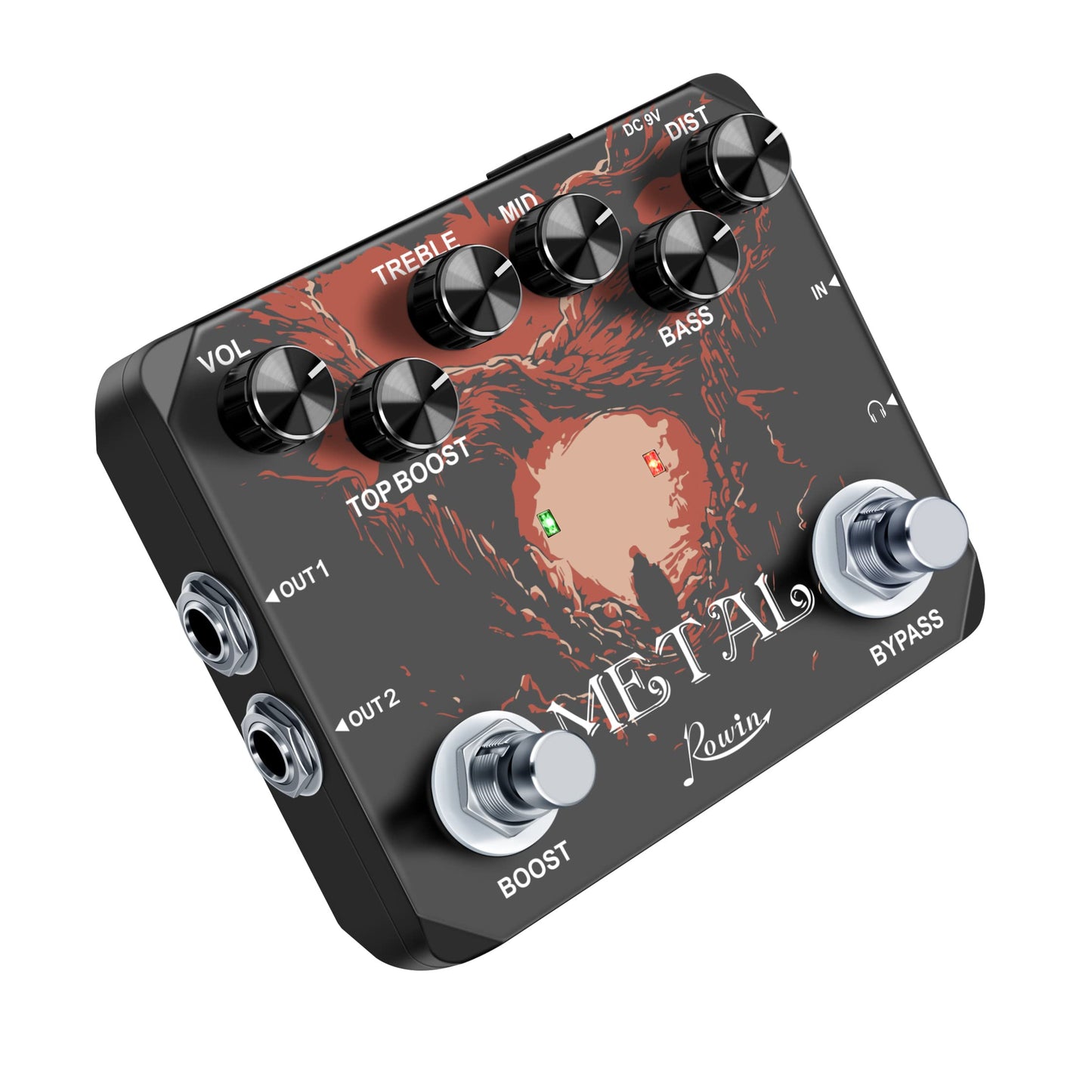 Pedal de Efecto para Guitarra Rowin LTL-03 Metal con True Bypass y Caja Metálica Completa