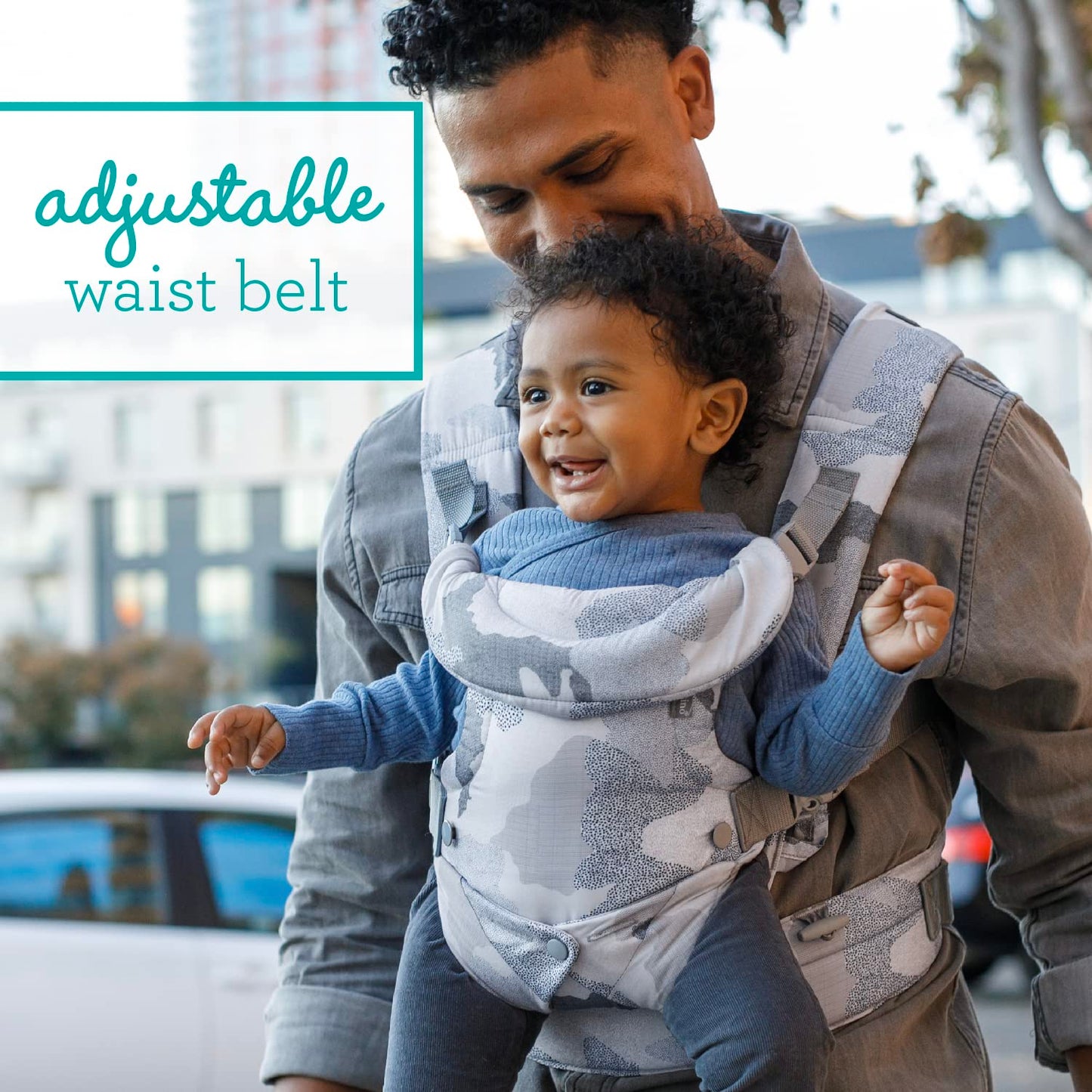 Infantino Flip Advanced Portabebés 4 en 1 – Ergonómico, Convertible, frontal y frontal hacia fuera Portabebés delantero y trasero para recién nacidos a niños pequeños 8-35 libras, camuflaje
