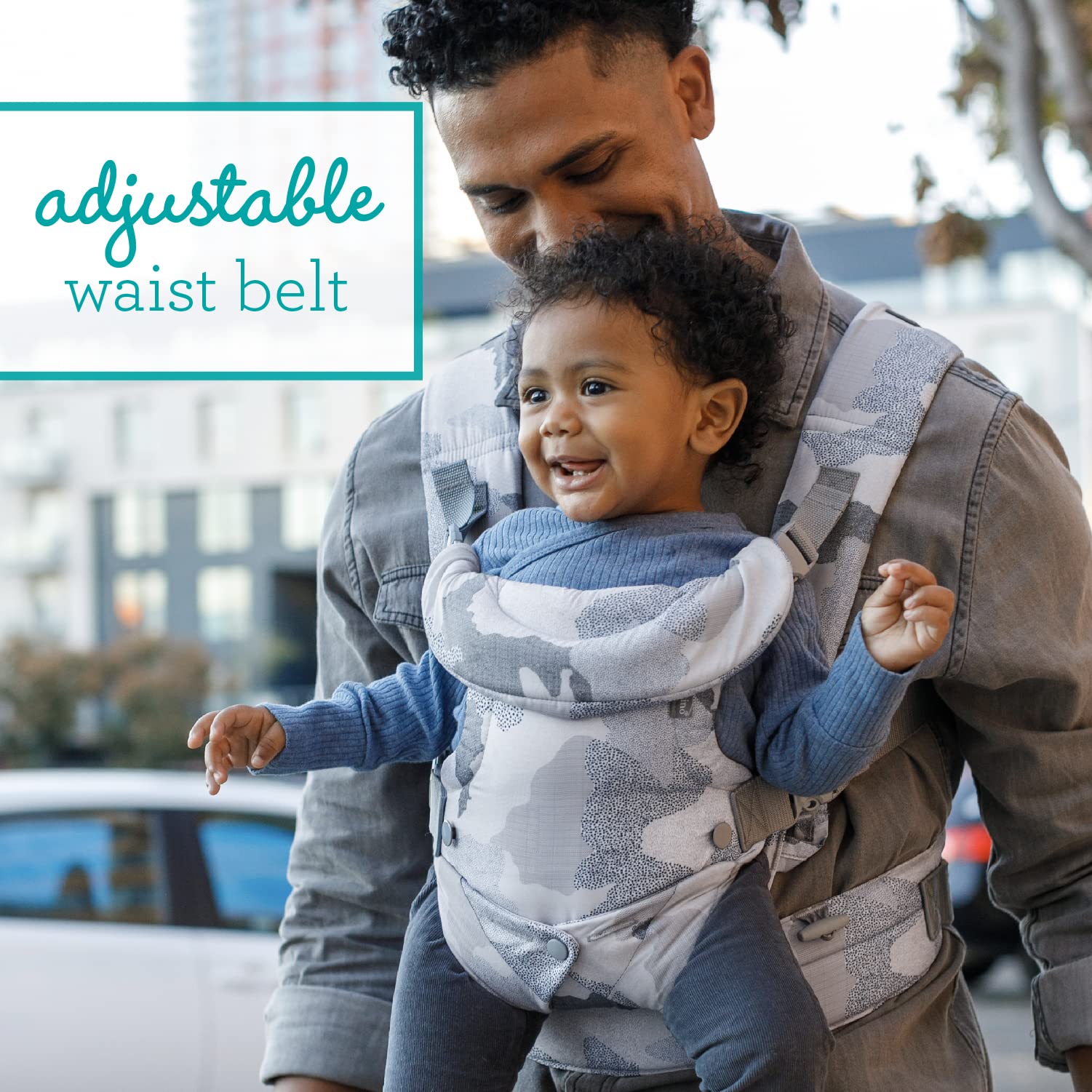 Infantino Flip Advanced Portabebés 4 en 1 – Ergonómico, Convertible, frontal y frontal hacia fuera Portabebés delantero y trasero para recién nacidos a niños pequeños 8-35 libras, camuflaje