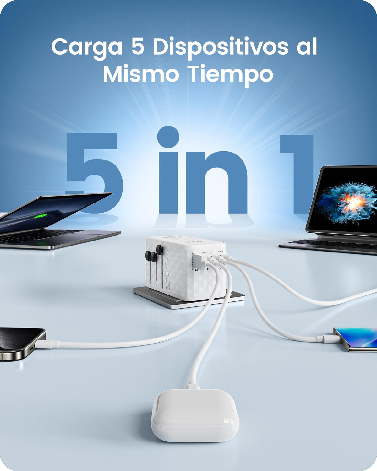 Adaptador Universal de Viaje LENCENT Negro con USB de 120W