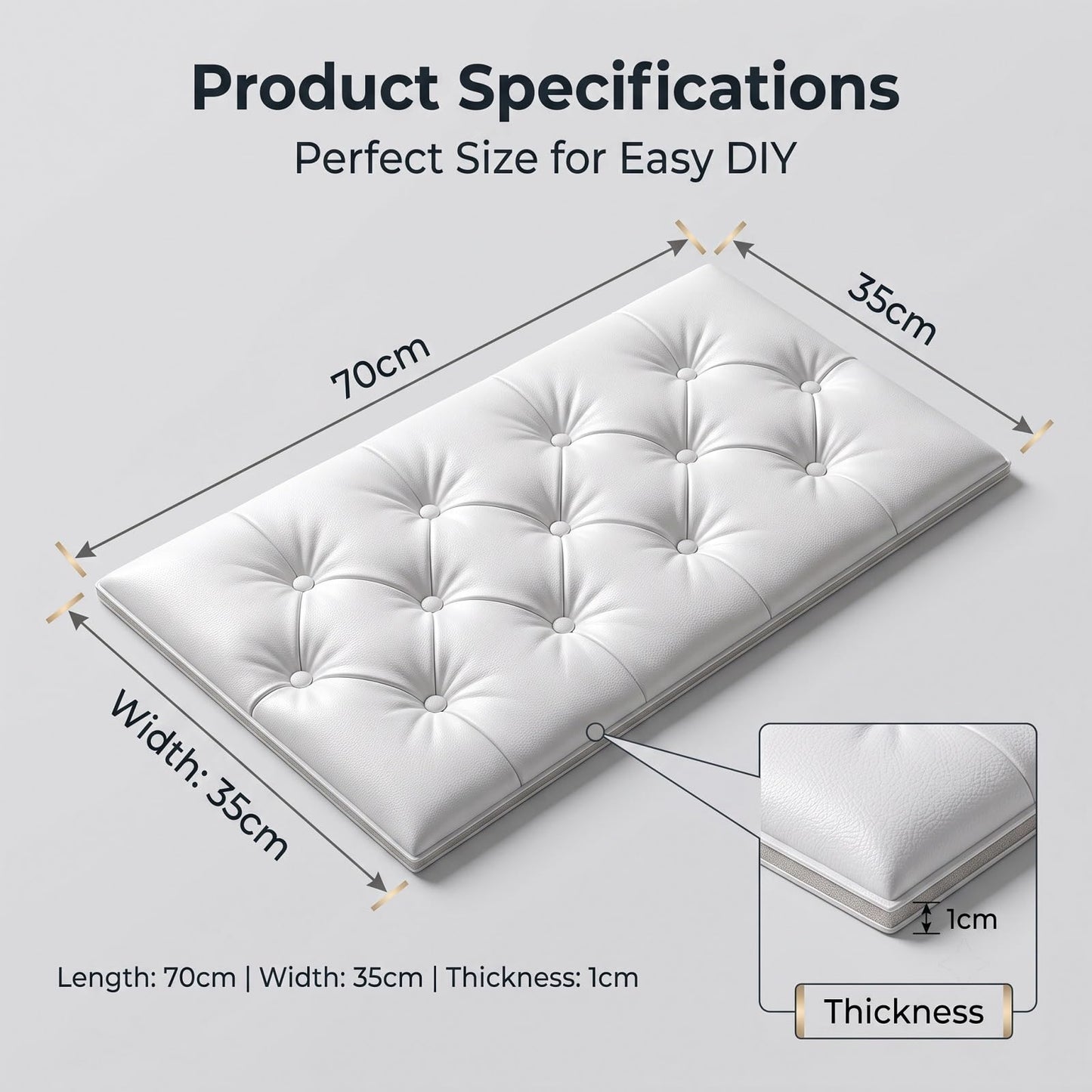 LIANTIAN Acolchado de Pared para niños, Acolchado tapizado para Cuna con adherencia Segura, Adhesivo Protector anticolisión para Pared para Dormitorio o Sala de Juegos(White,70 * 35 cm)