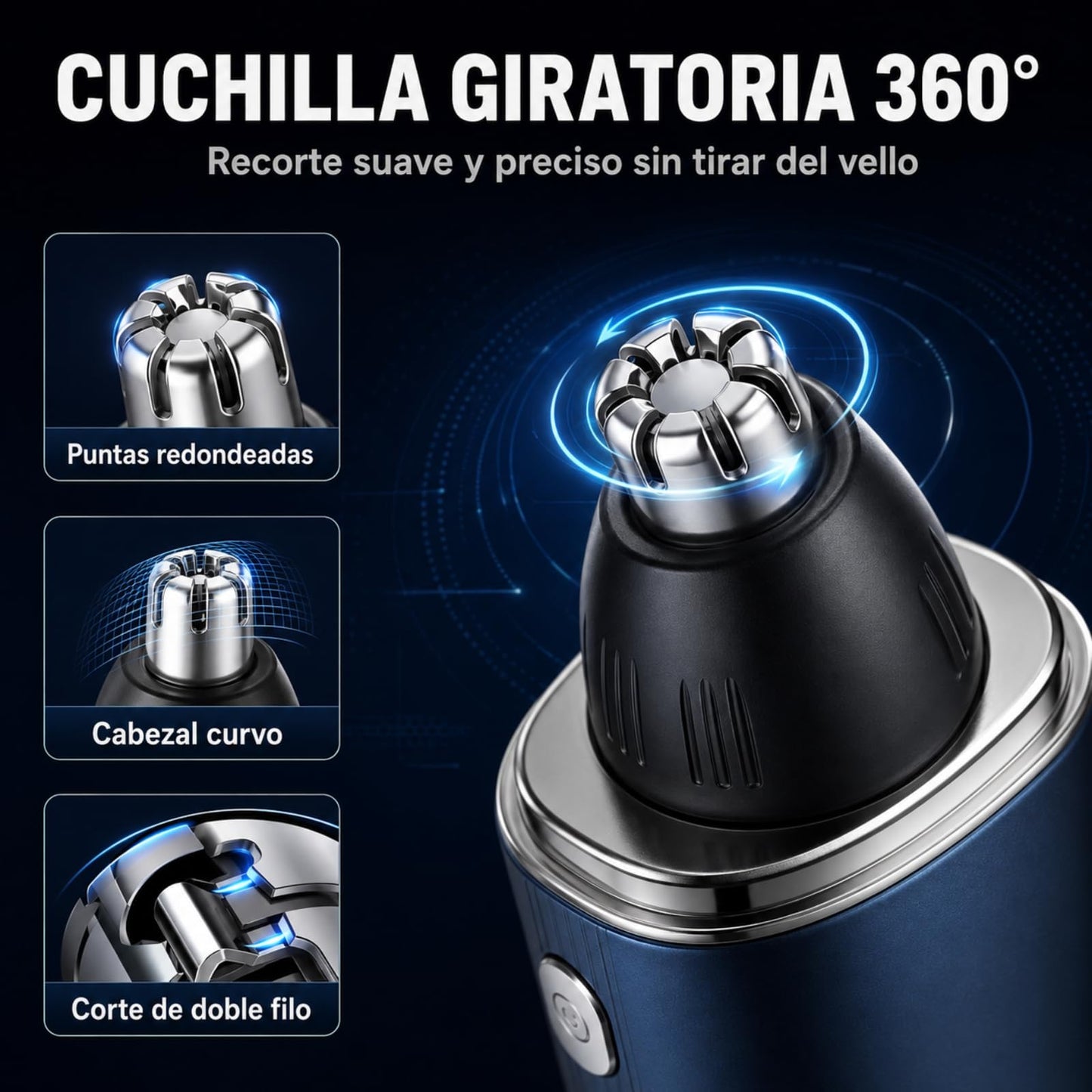 6 en 1 Recortadora de Vello Nasal Recargable, Afeitadora Electrica Hombre Nariz, Depiladora de Nariz y Orejas, USB Recargable, Pelo de la Nariz/barba/cabello/cejas/axilas/piernas