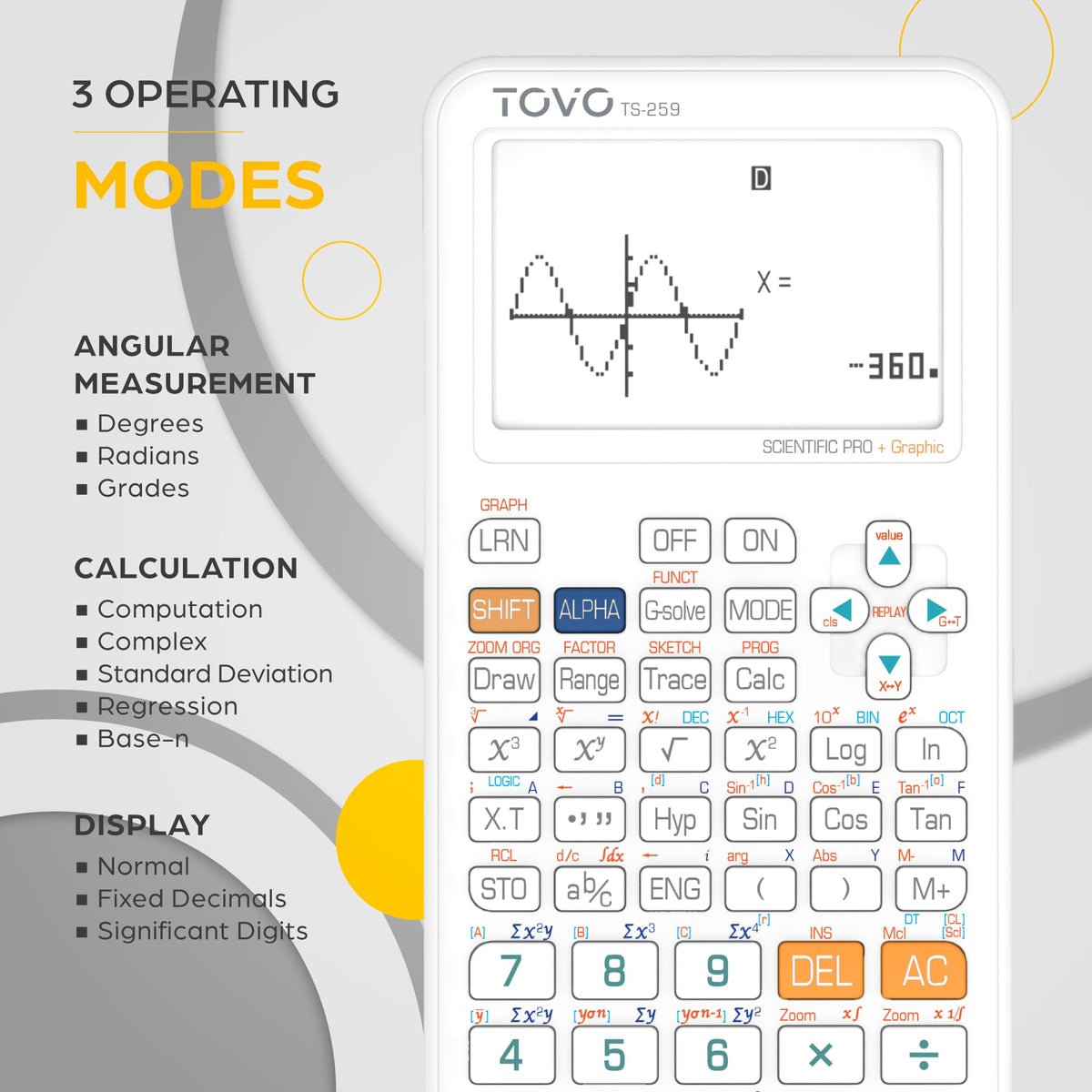 Calculadora Científica TOVO Pantalla Grande Multimodo para Estudiantes