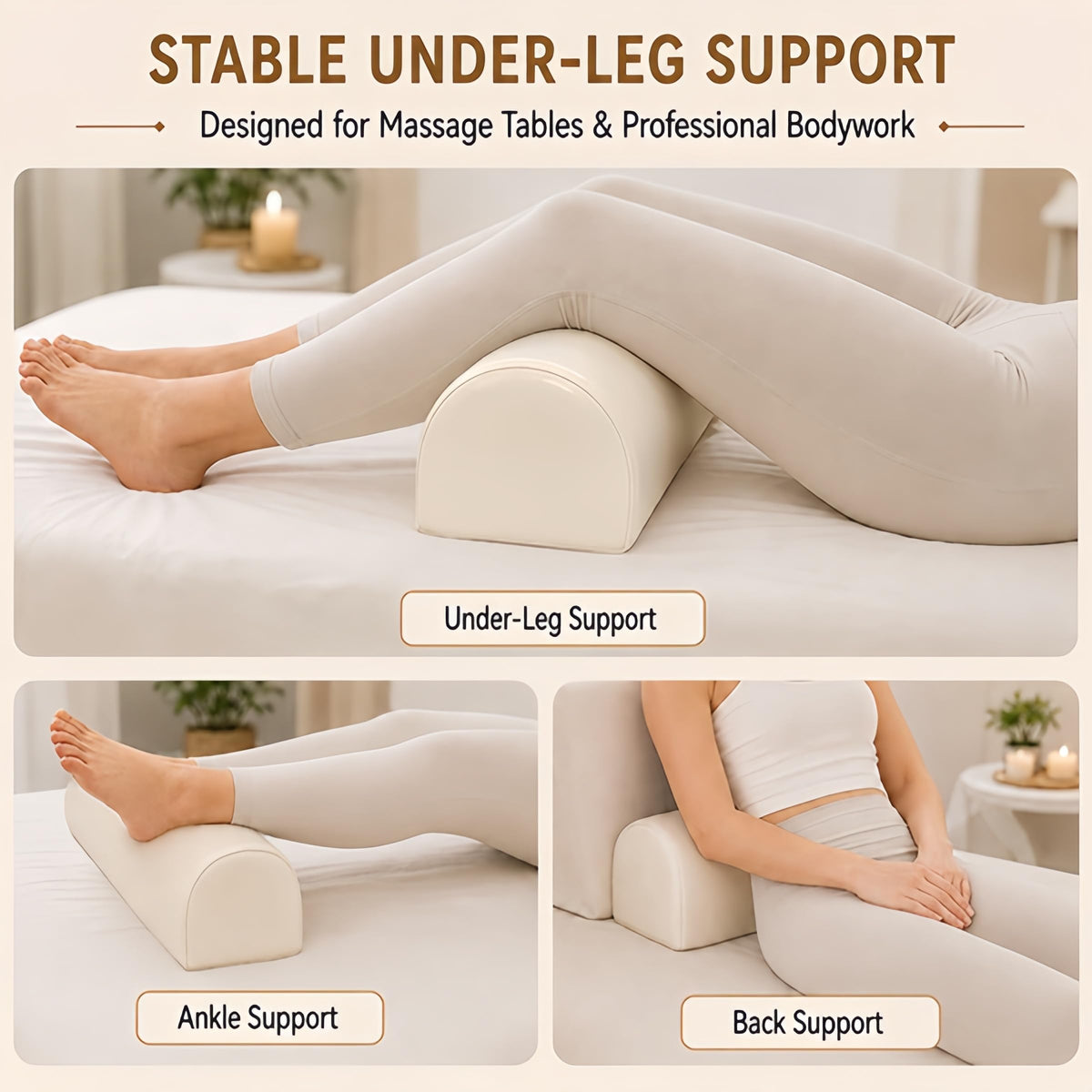 Almohada de Mesa de Masaje 3/4 Soporte Redondo Debajo de Piernas