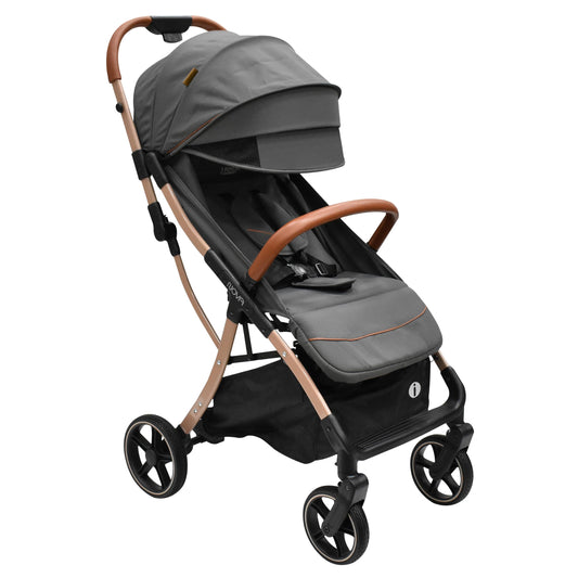 INFANTI | Carriola para Bebe Nova Gris Lifestyle | Carreola Bebé con Plegado Automático y Compacto con Arnés de 5 Puntos - Toldo Completo con Visera y Ventanilla | Reclinación Ajustable y Canastilla