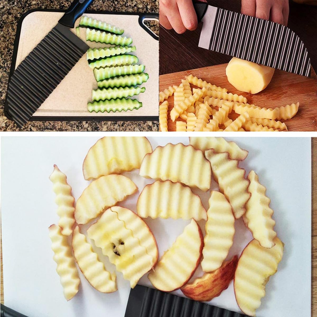 Cortador de Patatas SHengwin Acero Inoxidable Cuchillo Ondulado para Verduras y Frutas
