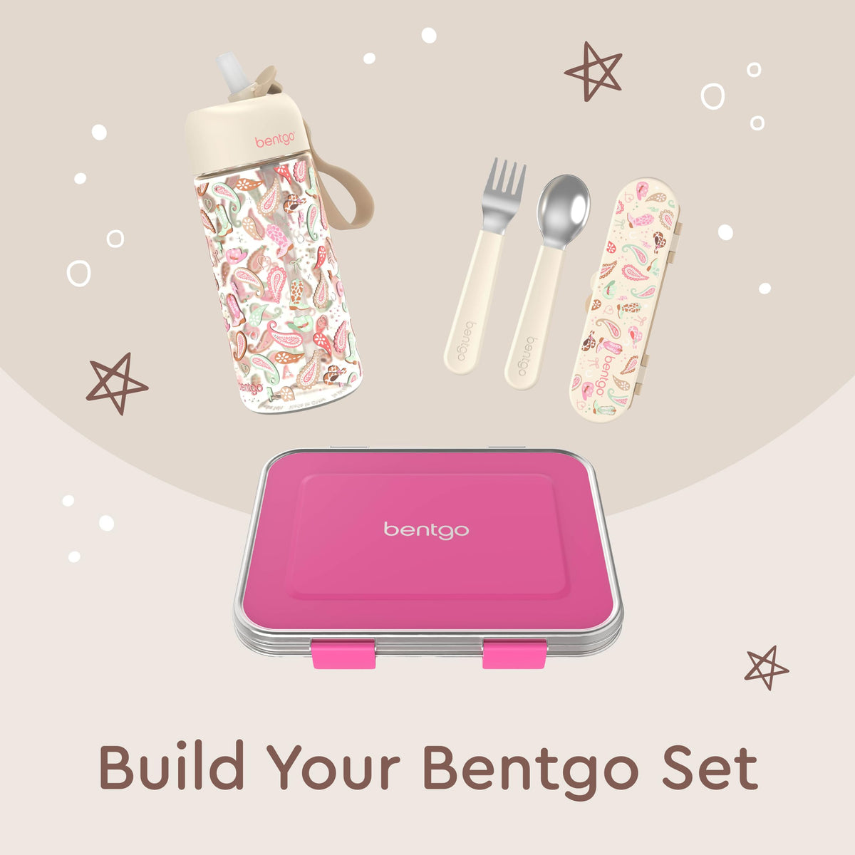Bentgo Kids - Juego de utensilios de acero inoxidable para niños, tenedor, cuchara y estuche de almacenamiento reutilizables, sin PFAS y BPA, asas de fácil agarre, ligeras, aptas para lavavajillas
