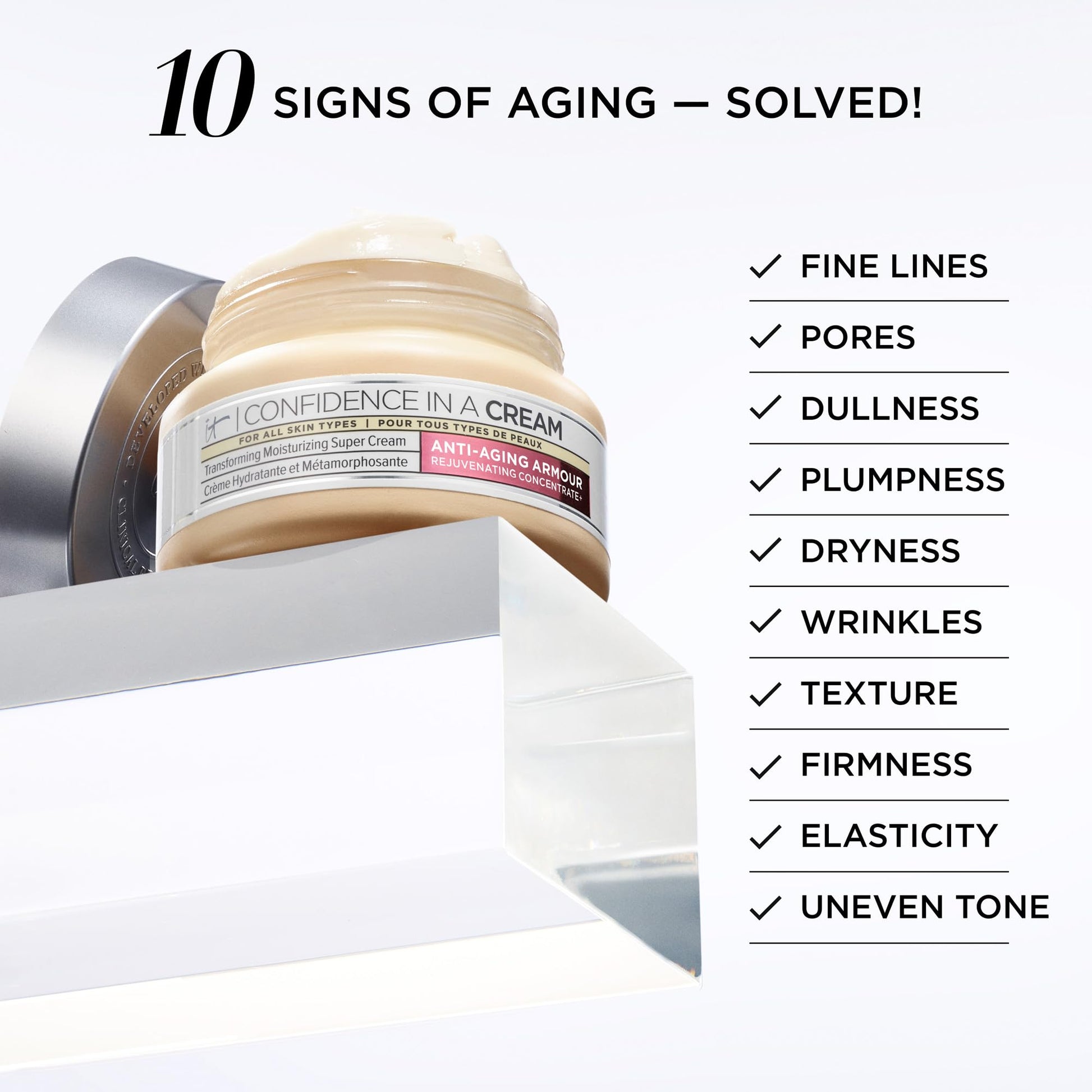 It Cosmetics Confidence in a Cream, crema anti-signos de la edad, tamaño de viaje, 15 ml