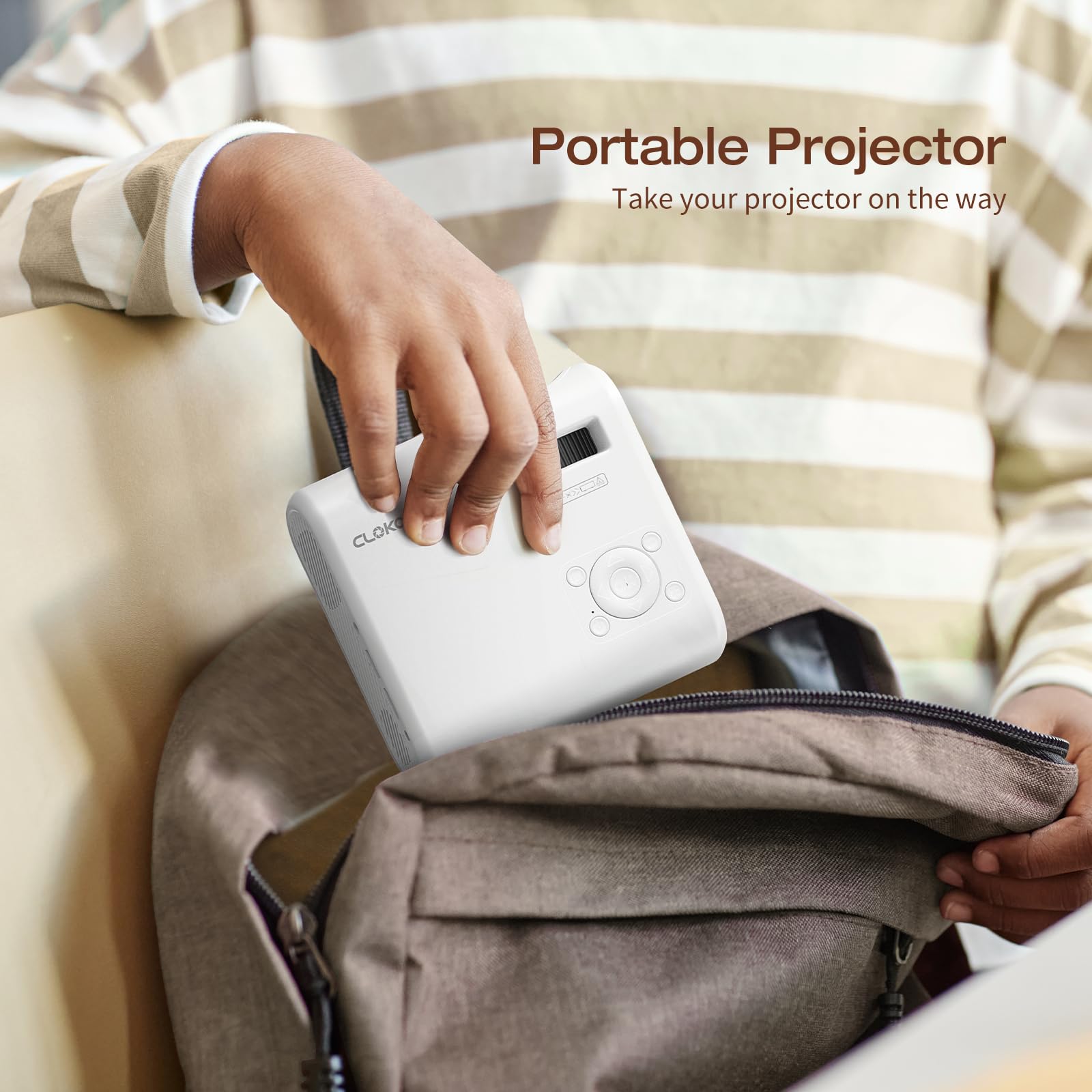 ClokoWe - Proyector portátil actualizado 2024 con 9000 Lux y Full HD 1080P, proyector de película Compatible con iOS/Android, teléfono/Tablet/computadora portátil/PC/TV Stick/Caja/Unidad USB/Consola