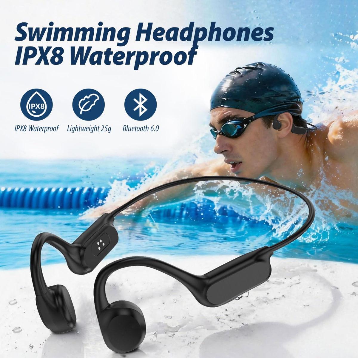 Auriculares de Conducción Ósea Flemikie IPX8 Impermeables