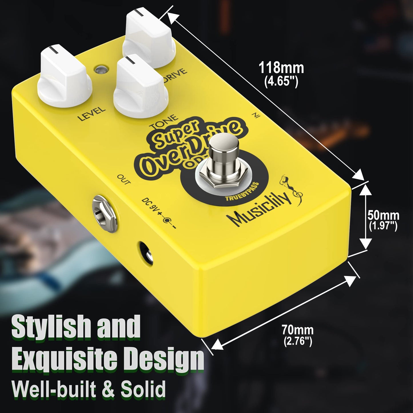 Pedal de Efectos Musiclily Pro Super Overdrive 9V DC para Guitarra Eléctrica/Bajo