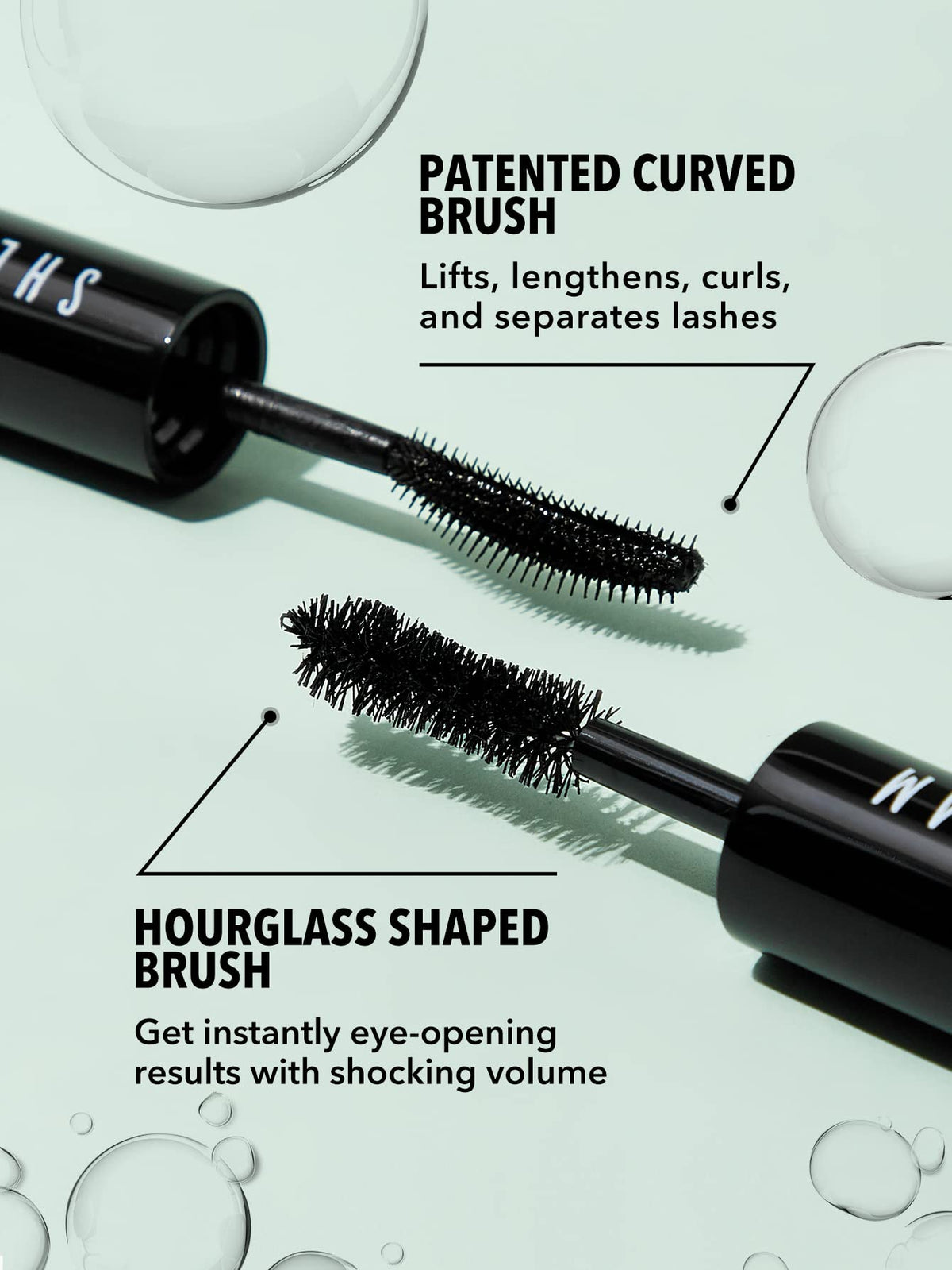 SHEGLAM Máscara de Pestañas 2 en 1 Volumen y Longitud - Rímel a Prueba de Agua de Larga Duración con Doble Cabezal - Maquillaje de Ojos