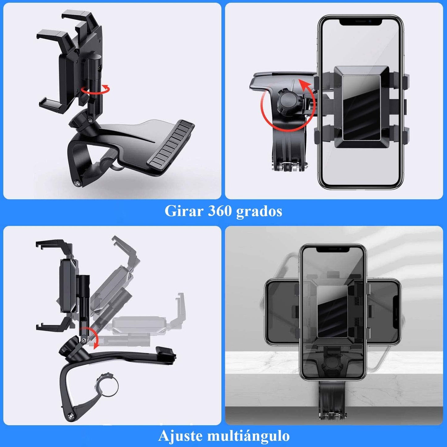 Soporte Móvil VADUMA Negro con Visualización de Número Giratoria 360° para Coche