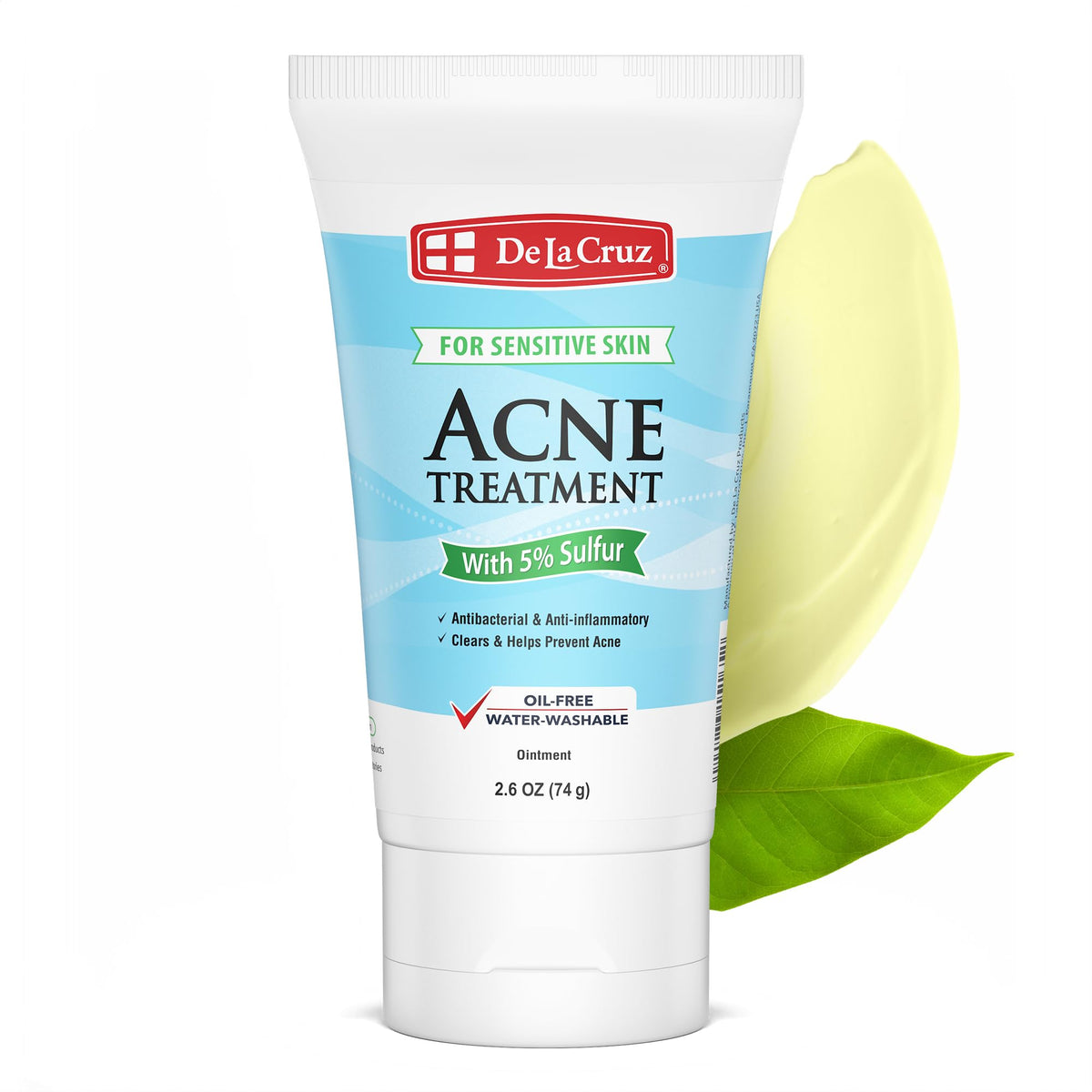 De La Cruz- Ungüento de azufre al 5%: tratamiento para el acné quístico en rostro y cuerpo: mascarilla diaria de tratamiento localizado de 10 minutos