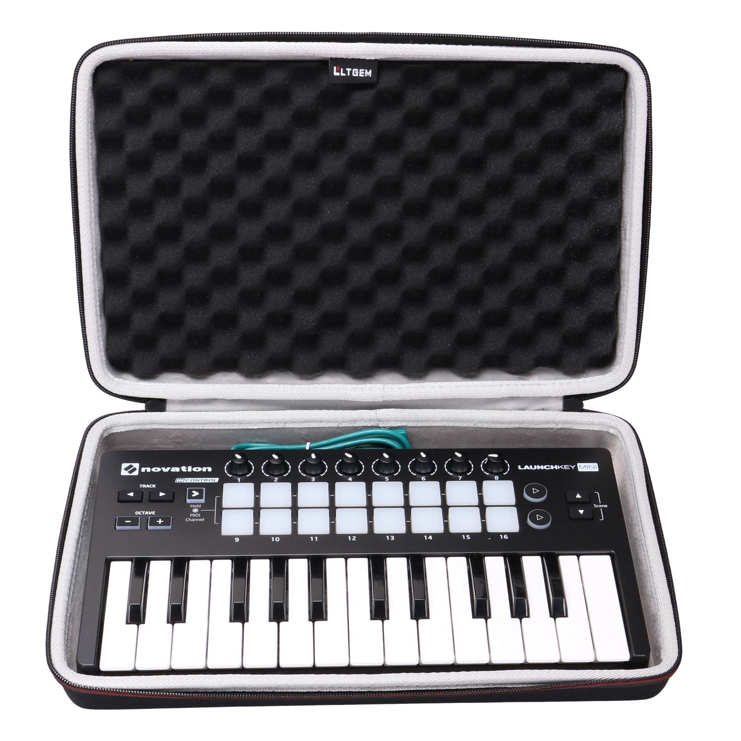 LTGEM - Funda rígida de EVA para Novation Launchkey Mini teclado USB MK2, driver de 25 notas, bolsa de almacenamiento protectora de viaje