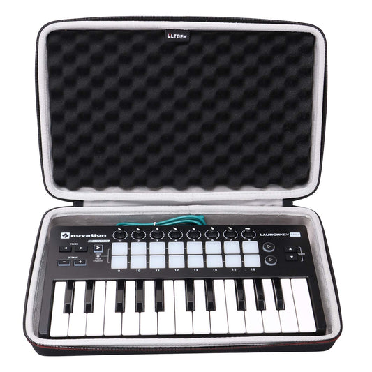 LTGEM - Funda rígida de EVA para Novation Launchkey Mini teclado USB MK2, driver de 25 notas, bolsa de almacenamiento protectora de viaje