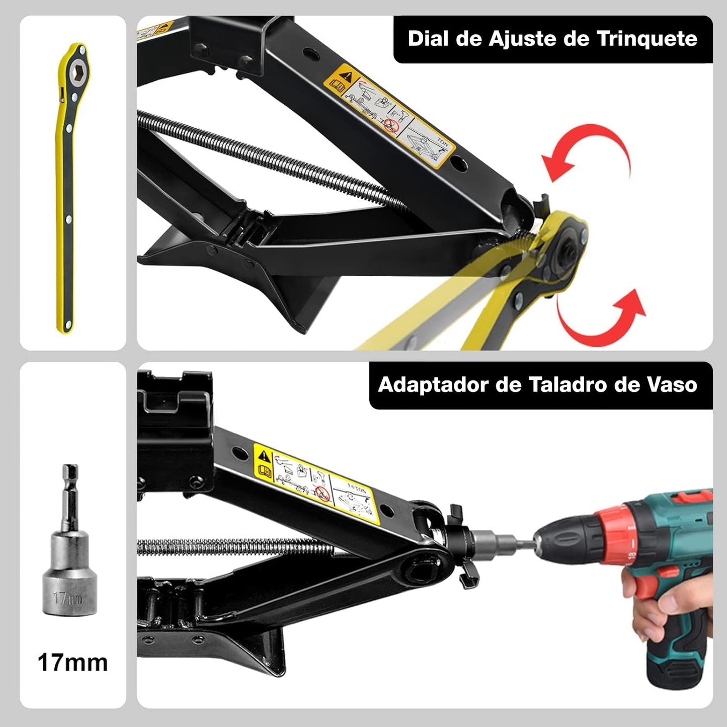 Garselay Kit de Gato Hidráulico para Auto - 3 Toneladas Gato Portátil para Auto - Kit de Gato Compacto para Automóvil para SUV, RV y MPV con Diseño de Trinquete Inteligente