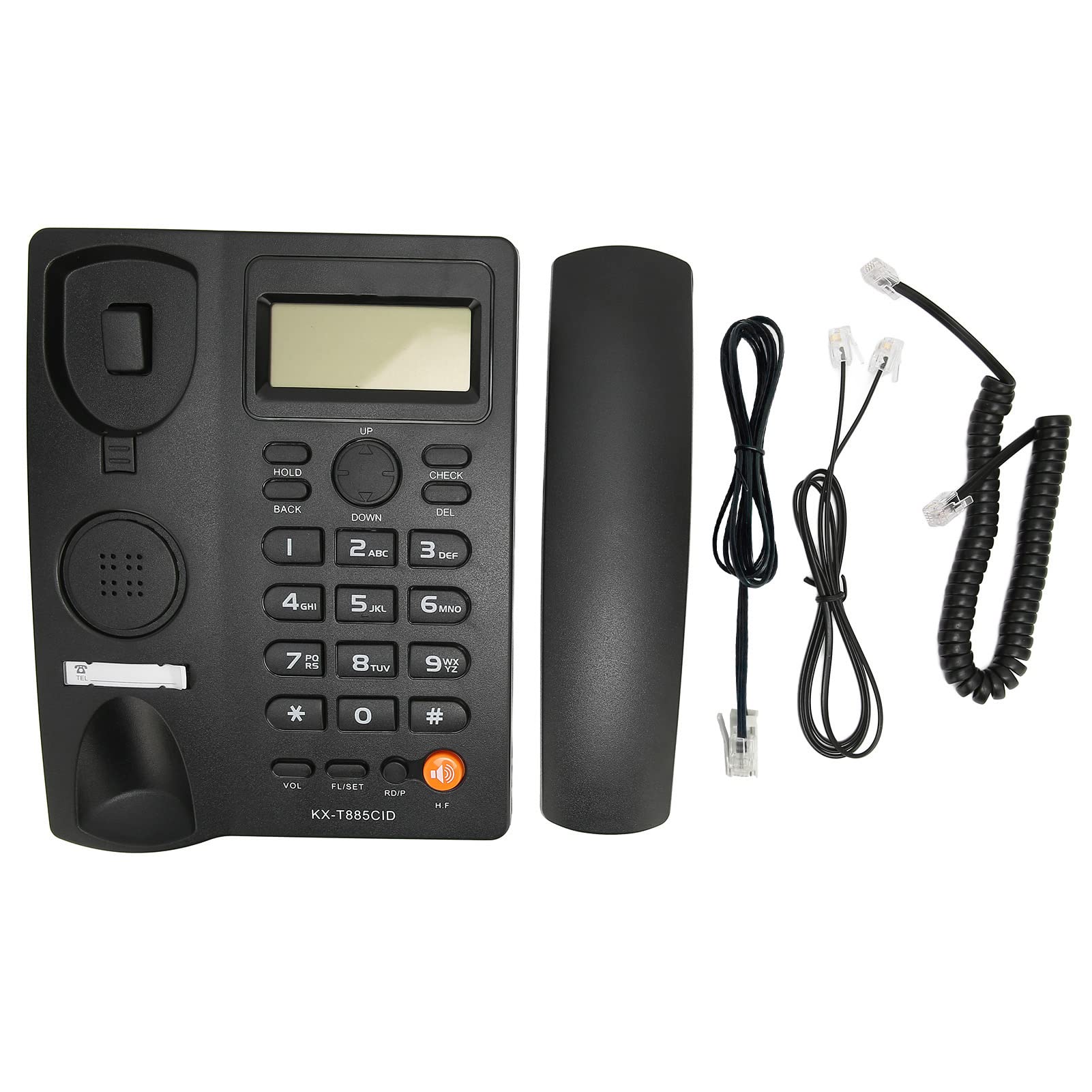 Teléfono Fijo, Interfaz Dual Marcación Rápida Teléfono con Cable Función de Silencio de Reducción de Ruido con Auricular para Familia para Hotel para Centro de Llamadas (Black)
