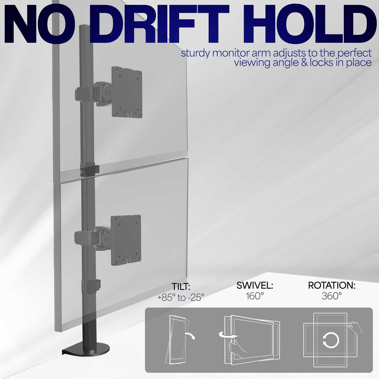 Soporte de Computadora VIVO Negro Ultra Ancho y Ajustable para Monitores Verticales Doble de Hasta 49 Pulgadas