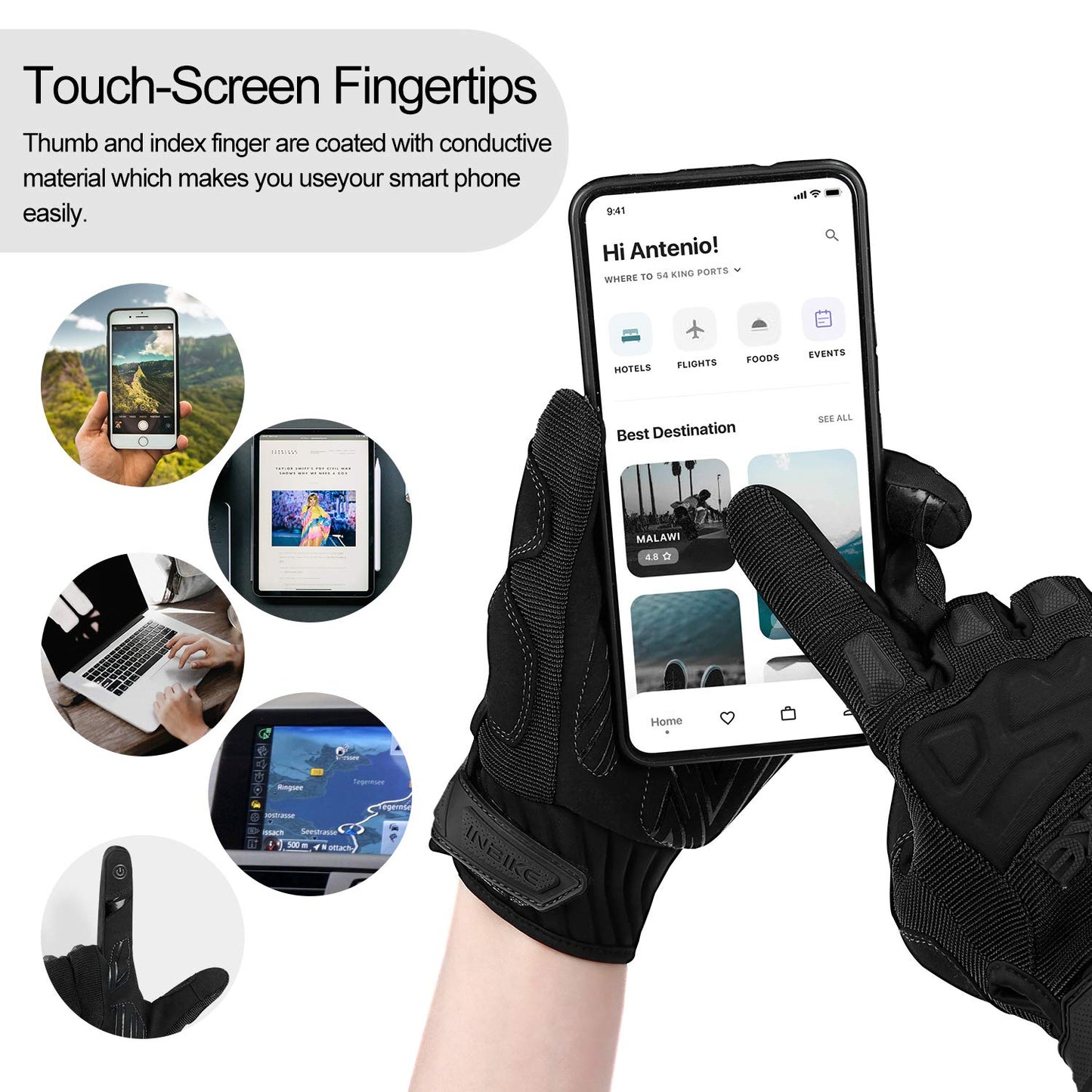 INBIKE - Guantes de bicicleta de montaña para hombre, protectores de nudillos, acolchados para hombre, transpirables, para MTB, motocross, carreras, Dirtbike