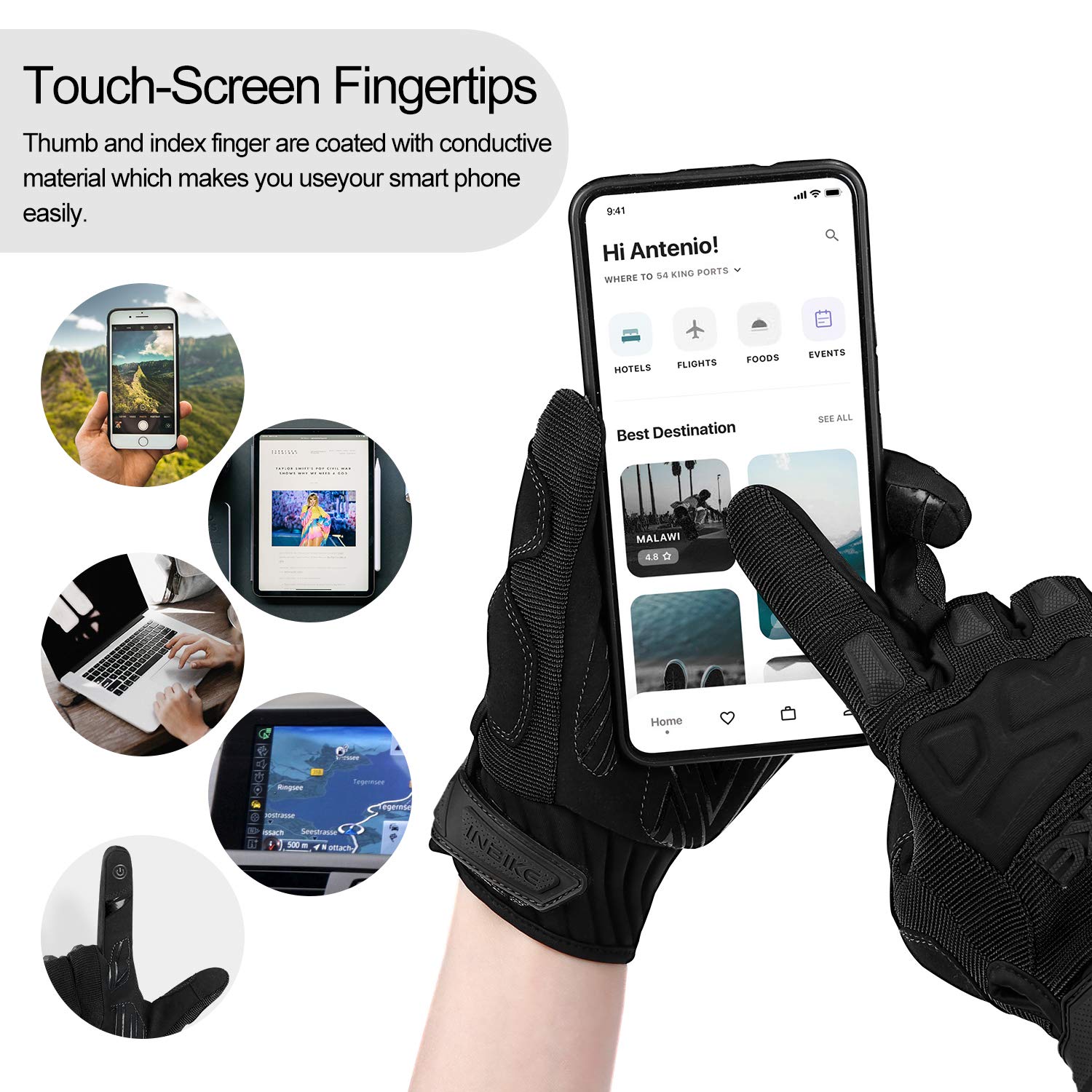 INBIKE - Guantes de bicicleta de montaña para hombre, protectores de nudillos, acolchados para hombre, transpirables, para MTB, motocross, carreras, Dirtbike