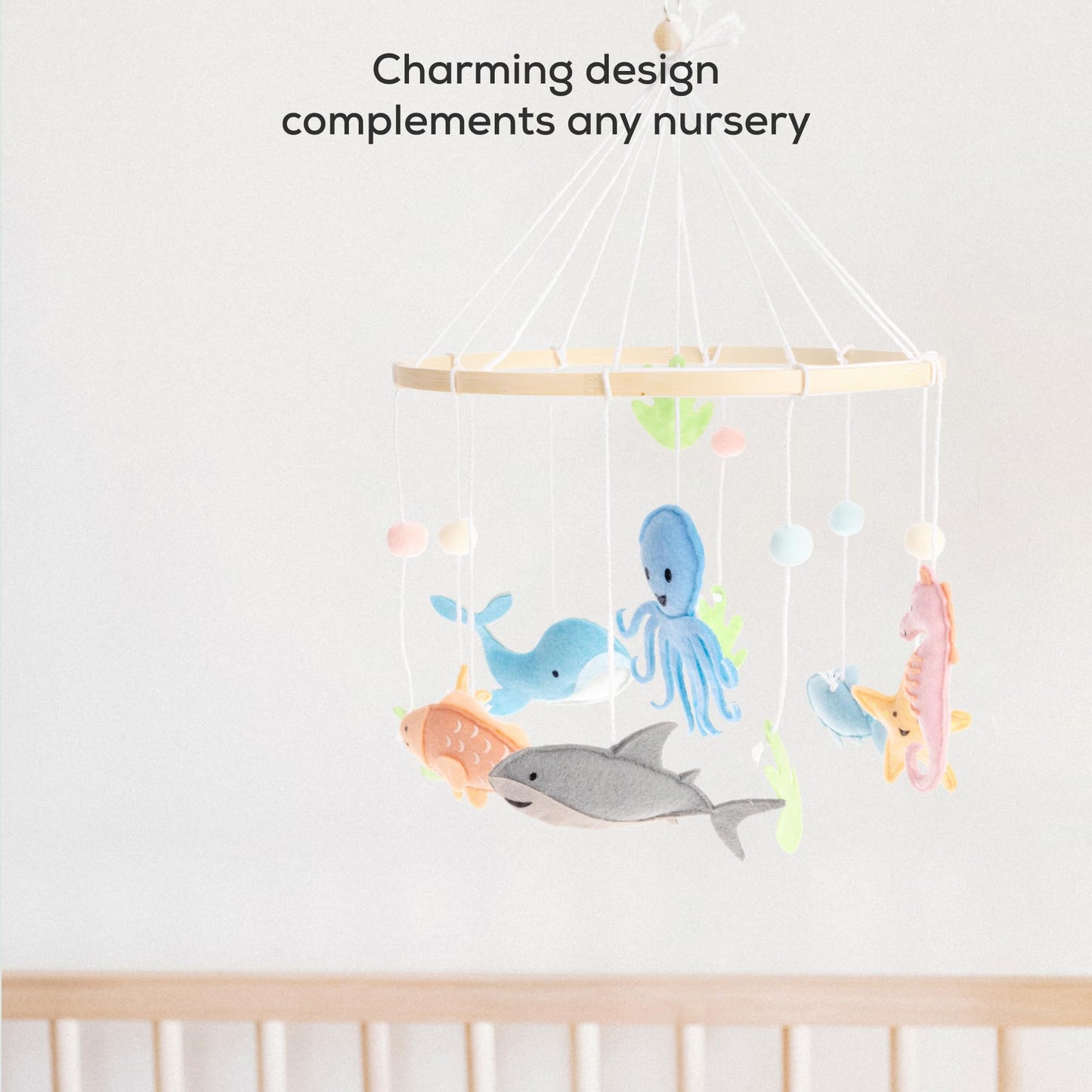 First Landings Móvil para bebé para cuna - Móviles de guardería con animales - Decoración de guardería para bebé de género neutro - Criaturas oceánicas
