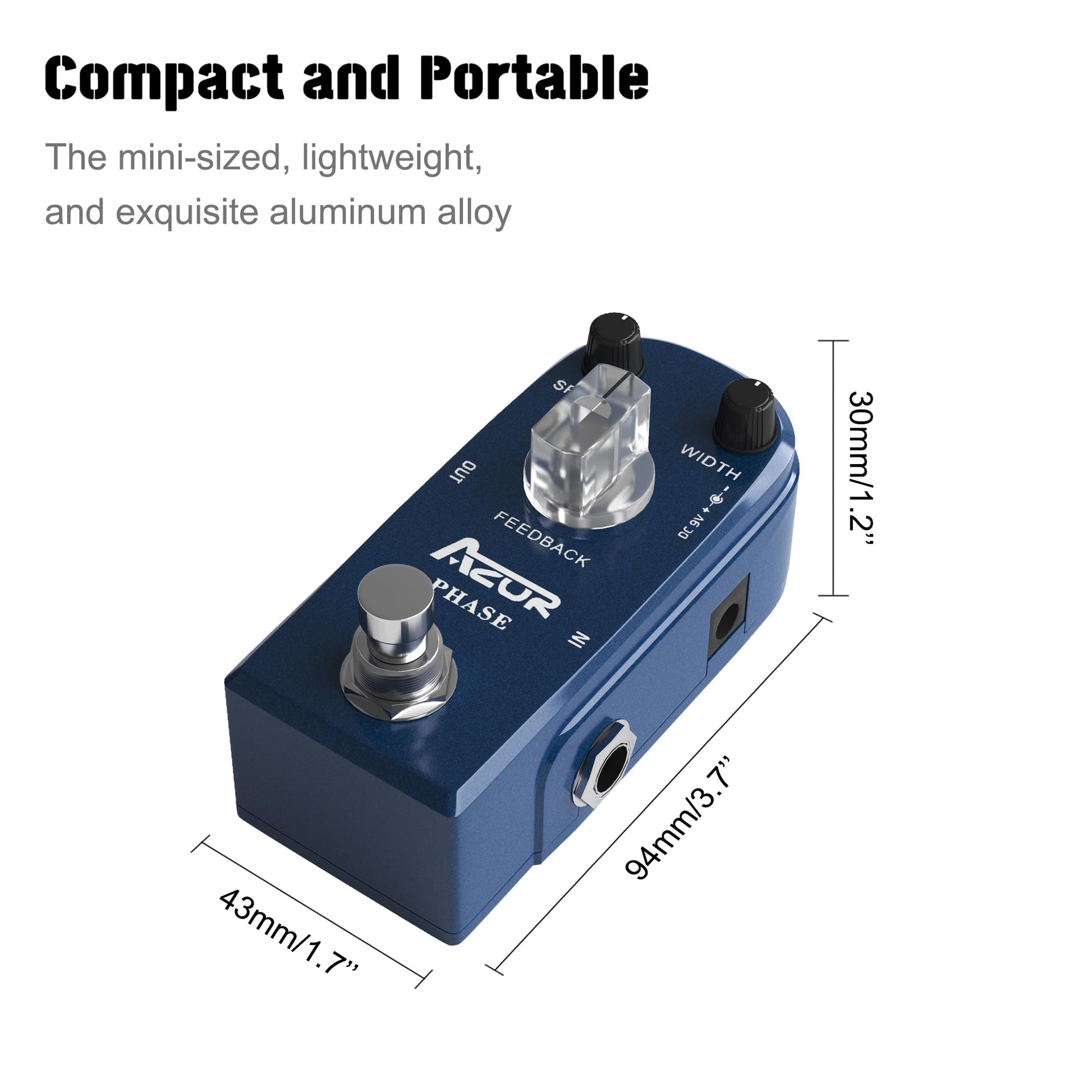 AZOR Pedal de fase mini pedal de efecto analógico para guitarra eléctrica y bajos, verdadero bypass procesamiento de señal pura, diseño compacto y portátil, uso de escenario y estudio