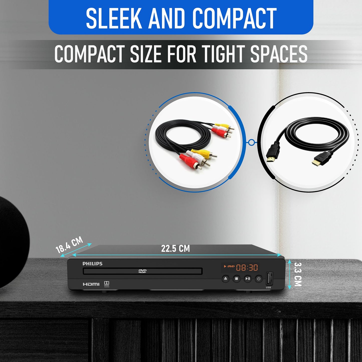 Reproductor de DVD Philips HDMI 1080P Todas las Regiones para TV Inteligente con Control Remoto