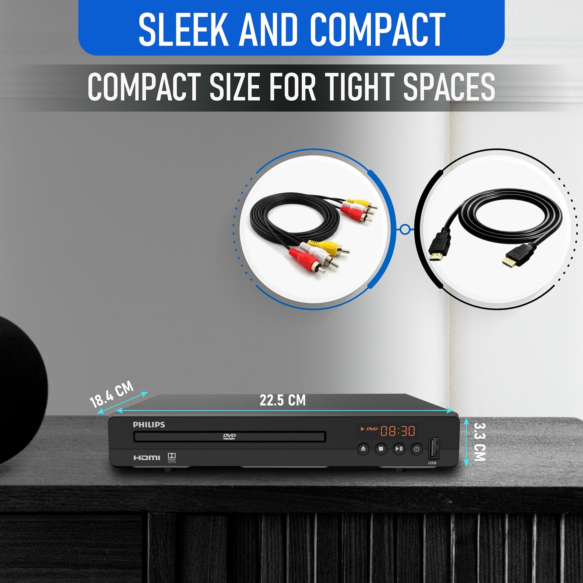 Reproductor de DVD Philips HDMI 1080P Todas las Regiones para TV Inteligente con Control Remoto