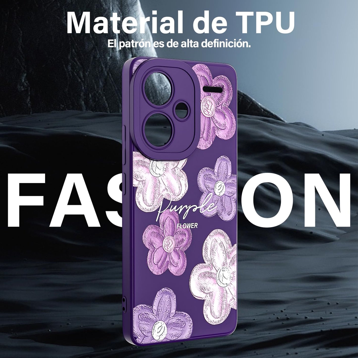 Threehao Funda para Xiaomi Redmi Note 13 Pro Plus 5G Case Uso Rudo, Ultra Delgado Flexible Morada Suave TPU Silicona Carcasa con Moda Aesthetic Dibujos Flores, Antigolpes Anti-arañazos Protectora