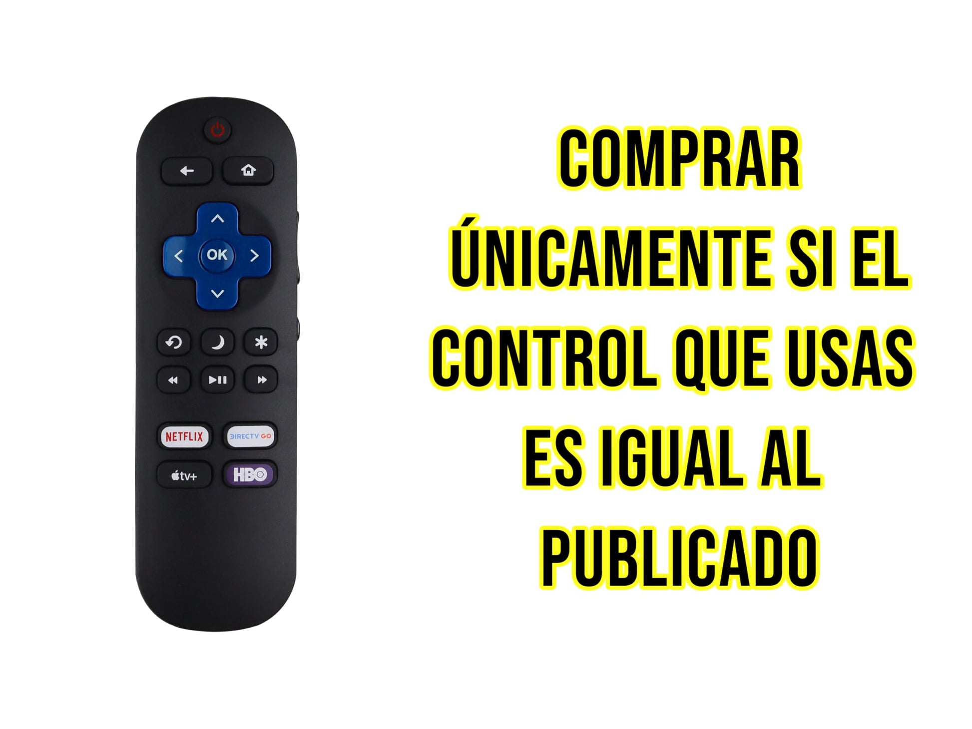 Control Remoto Compatible con Roku TV Hisense Atvio Sharp Sanyo TCL Polaroid Smart TV Netflix HBO Apple TV Directv Go, JVC, Philips
