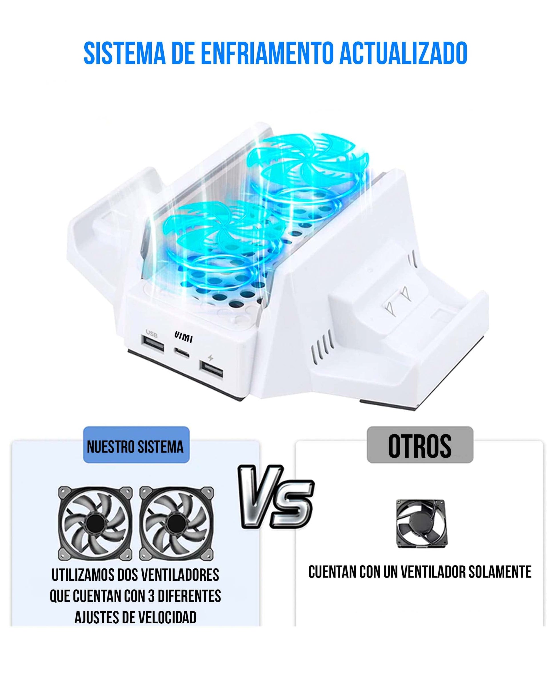 Base Enfriadora y Recarga control Compatible Xbox Series S incluye 2 baterías recargables
