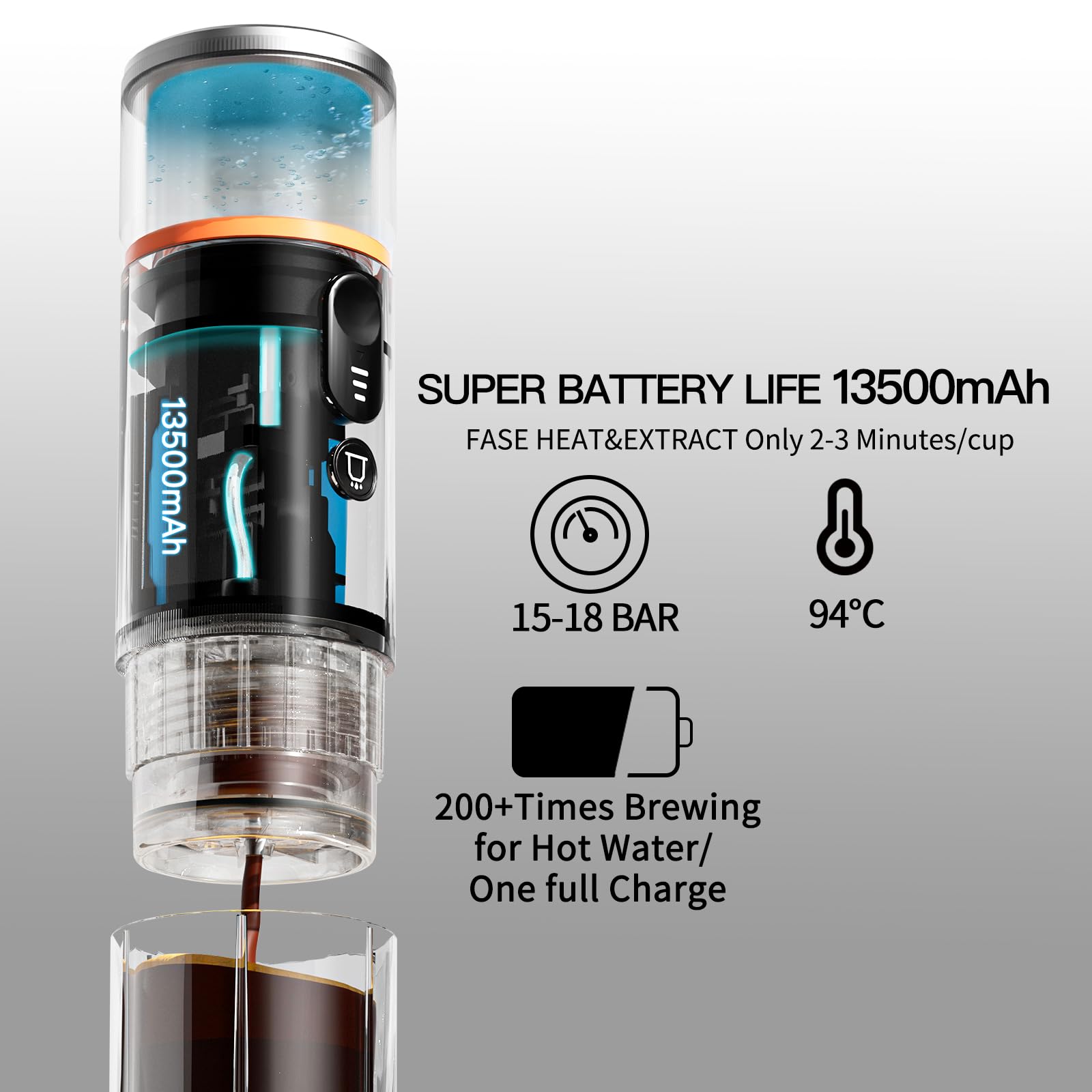 CONQUECO Cafetera Portátil con Cápsula de Espresso - 12V Máquina de Café Electrica con Batería - para Coche Camión y Viajes - Compatible con Cápsulas Originales Nespresso y Cápsula L'or（marrón）
