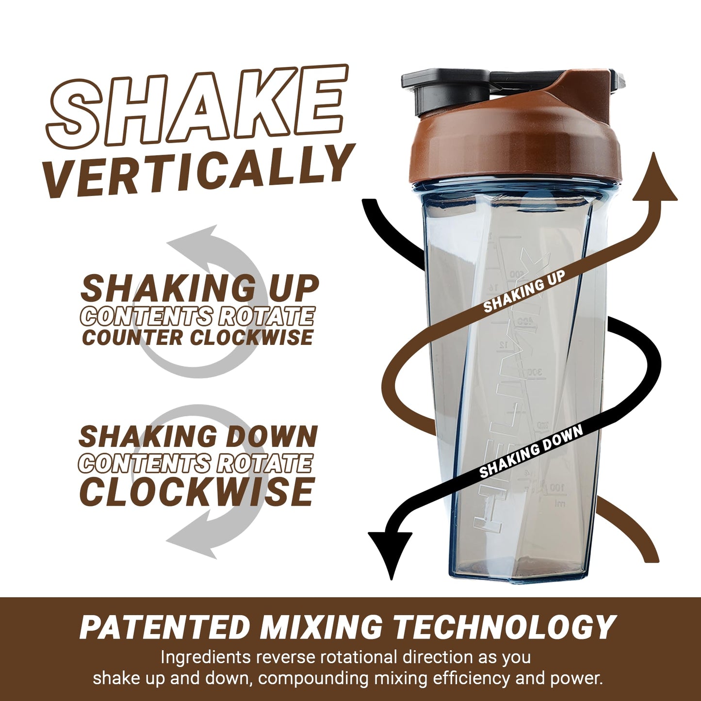 HELIMIX 2.0 Vortex - Botella batidora con capacidad para hasta 28 onzas, sin mezcla de bola o batidor, fabricado en Estados Unidos, taza portátil de proteína de suero de leche antes del entrenamiento,