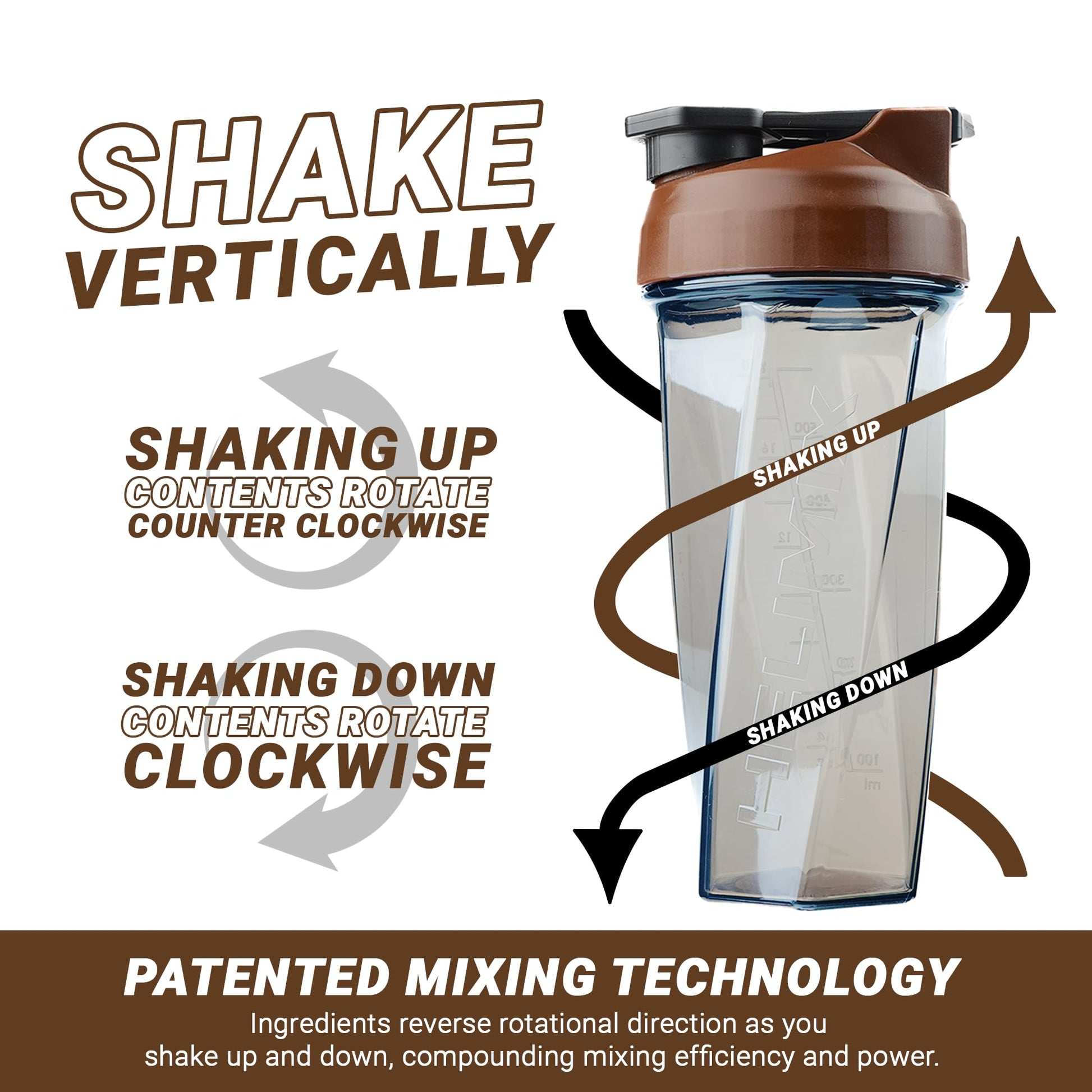 HELIMIX 2.0 Vortex - Botella batidora con capacidad para hasta 28 onzas, sin mezcla de bola o batidor, fabricado en Estados Unidos, taza portátil de proteína de suero de leche antes del entrenamiento,