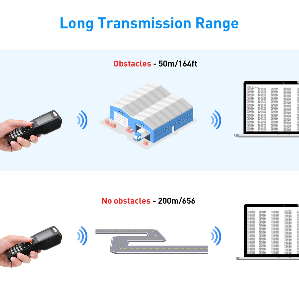 Escáner de Código de Barras 2D JRHC Negro Inalámbrico con Conexión 2.4G y USB