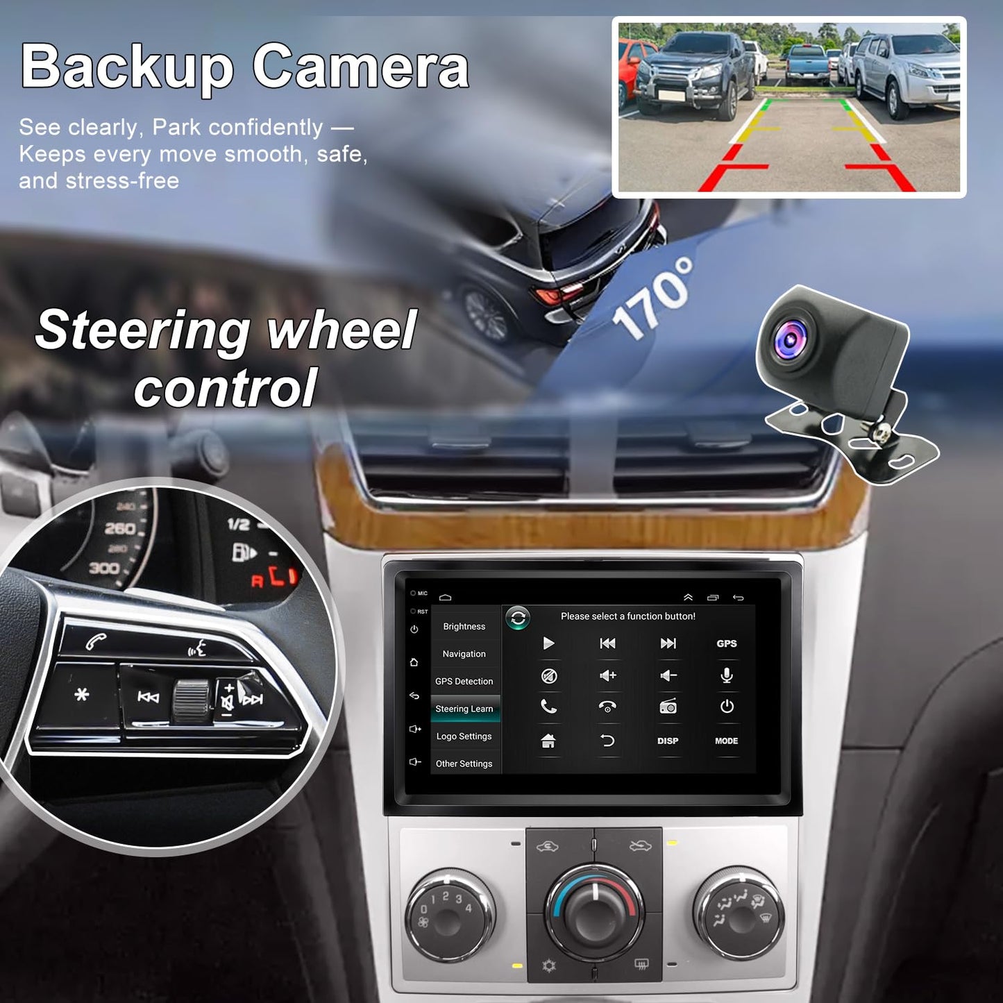 Actualización de Radio para Automóvil 5G WiFi para Chevy Chevrolet Malibu 2008 2009 2010 2011 2012, Principal Estéreo con Pantalla Táctil de 7 Pulgadas con CarPlay Inalámbrico, Android Auto, GPS