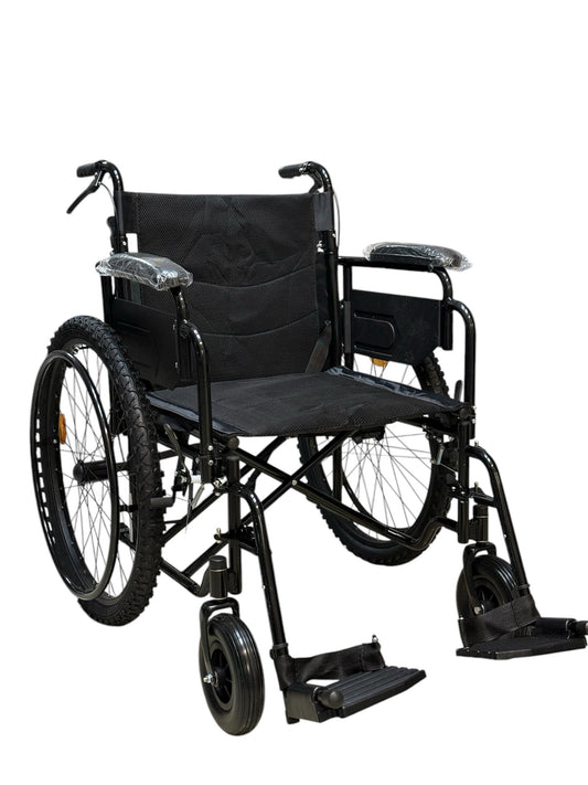 CARRE - SILLA DE RUEDAS PARA ADULTO TODO TERRENO DE LUJO NEUMATICA, RESISITENTE PLEGABLE, DESCANSAPIES REMOVIBLE, DESCANSABRAZOS REMOVIBLE, RESPALDO PLEGABLE, ACERO ESMALTADO SCT-002