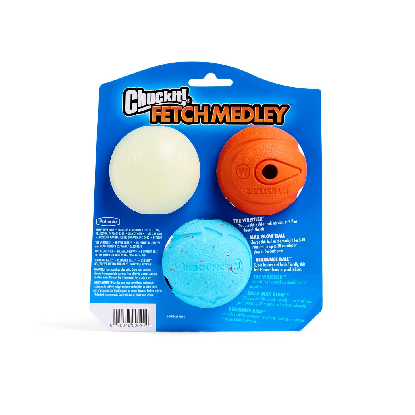Chuckit! Fetch Medley - Pelotas de Golf (3 Unidades), Multicolor, Medium, 2.5-Inch, 3-Pack