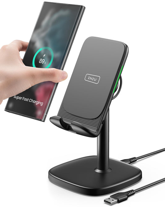INIU Cargador Inalámbrico Rápido,15W Qi-Certified Wireless Charger Estación Compatible para iPhone 15 14 13 12 11 Pro MAX Samsung Galaxy S22 S21 S20 Google Piexl