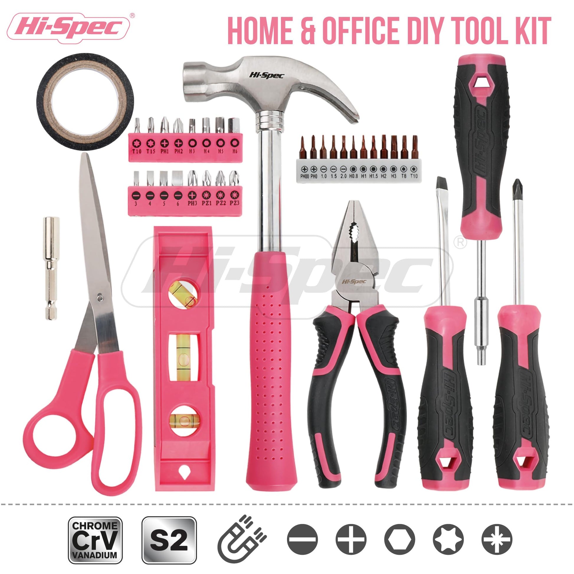 Hi-Spec Juego de Herramientas Básicas de 42 Piezas. Caja de Herramientas Manuales para el Hogar y la Oficina. Kit/Set Ideal para Reparacion, Bricolaje, y Mantenimiento. Incluye Maletin de Transporte