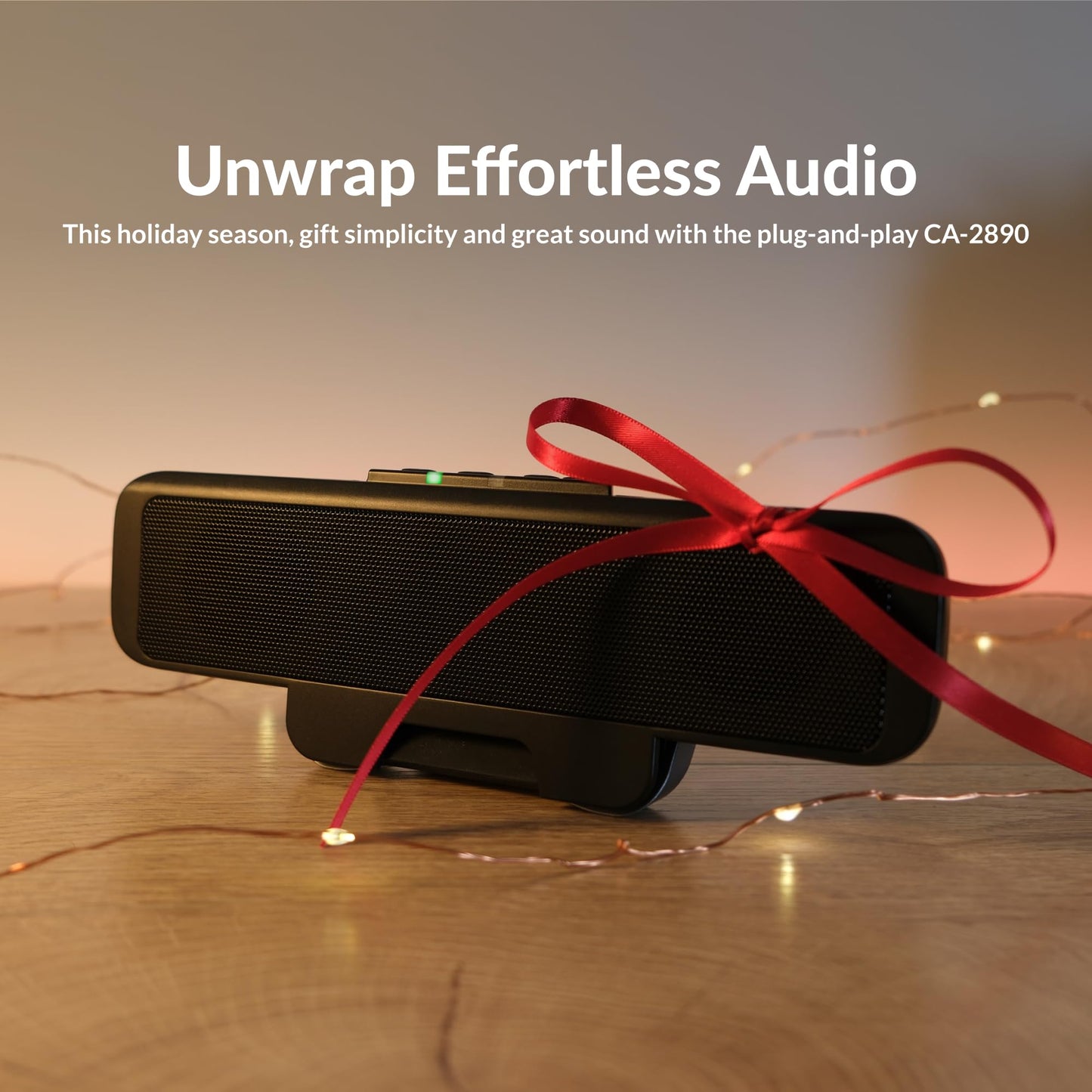 Cyber Acoustics Barra de Altavoces USB (CA-2890) – Altavoz estéreo Alimentado por USB, se sujeta fácilmente al Monitor, Controles convenientes