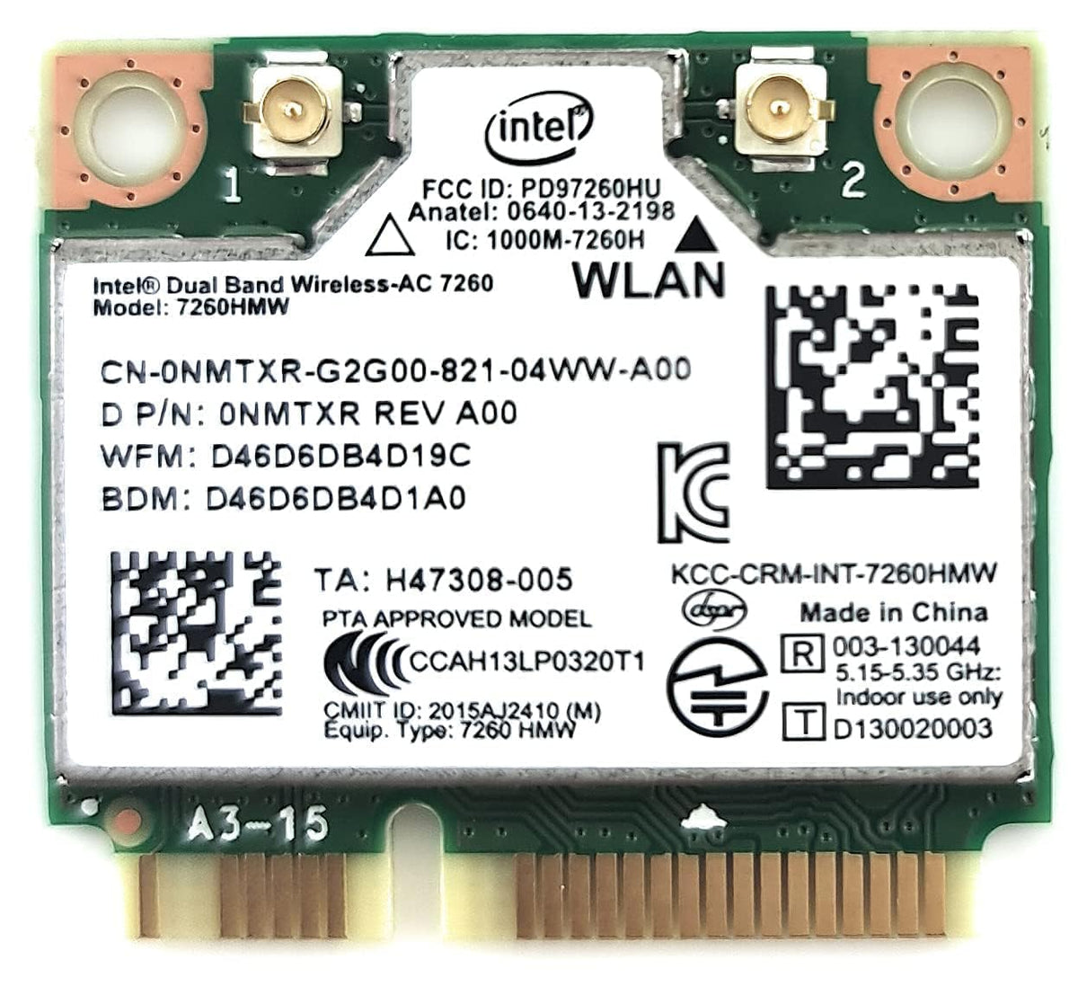 Adaptador de Red Intel Dual Band Wireless-AC 7260 7260.HMWWB.R
