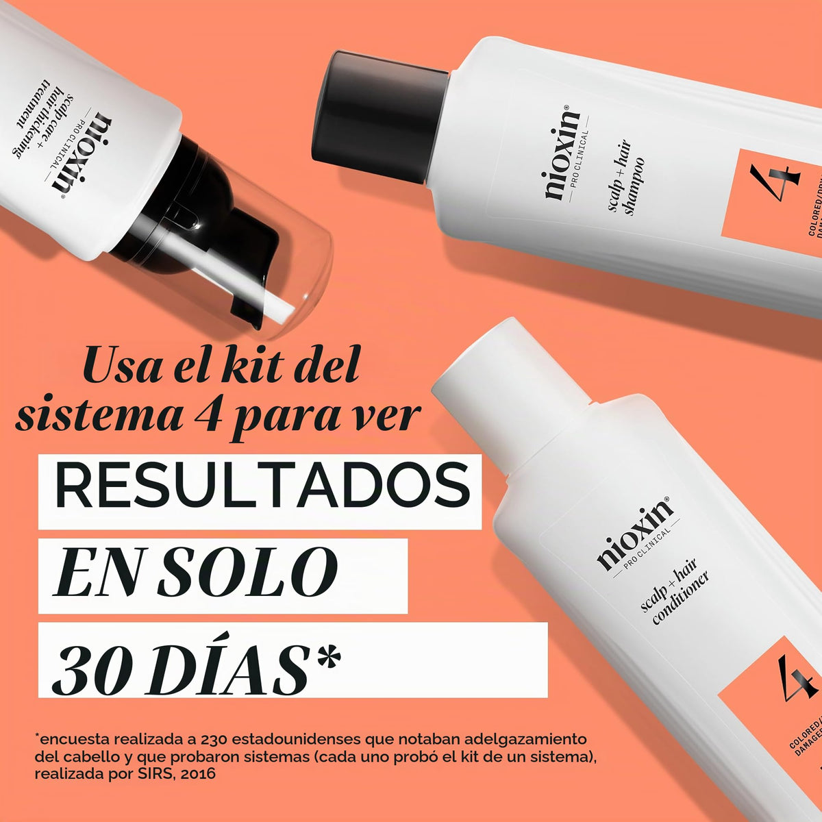Kit Sistema 4 Nioxin Rojo Cabello Teñido Dañado y Débil