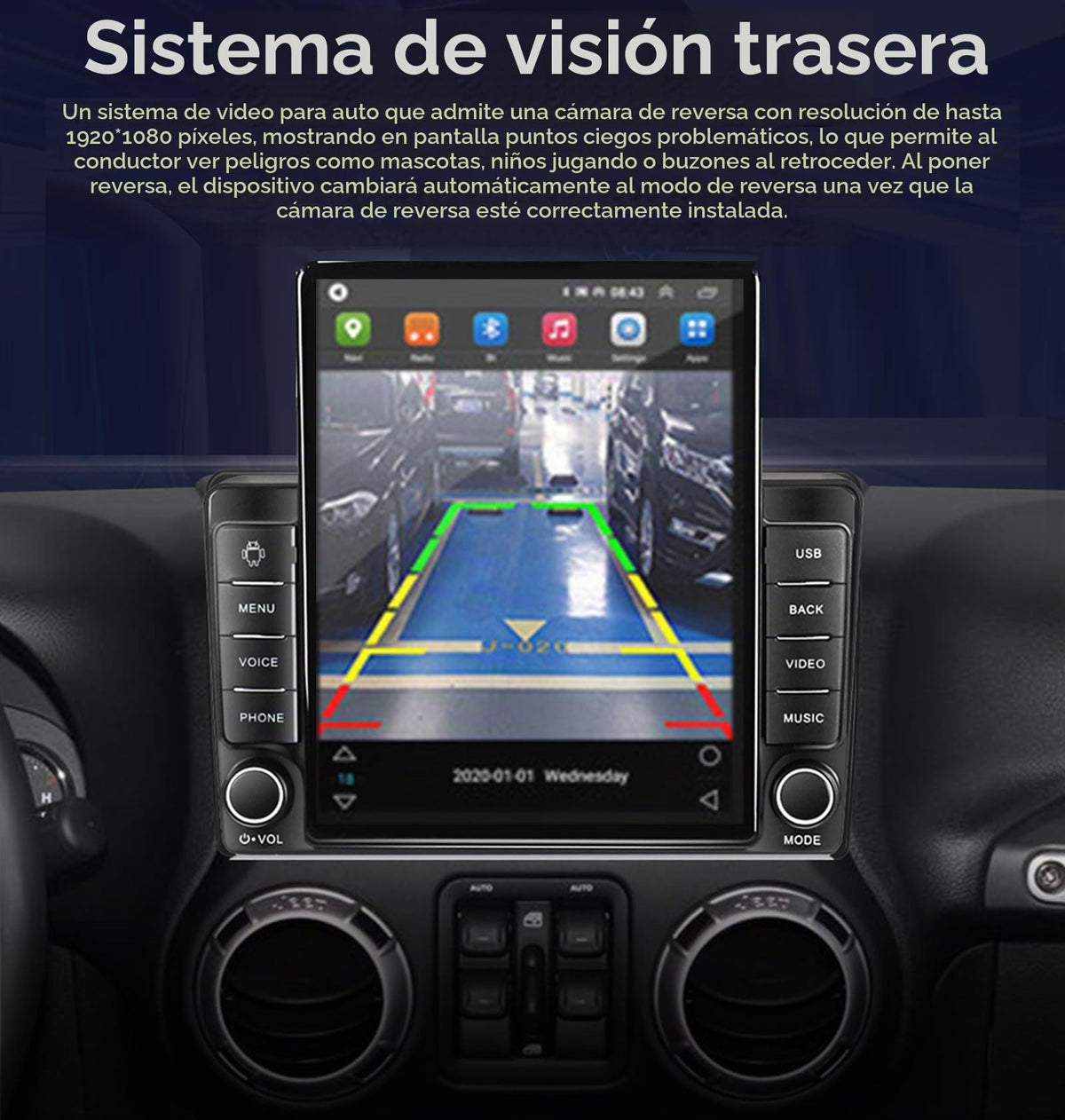 Radio Android Jeep Wrangler JK Rubicon 9.7 Pulgadas Pantalla Táctil Tesla Style 4GB+64GB Con GPS para 2007-2018