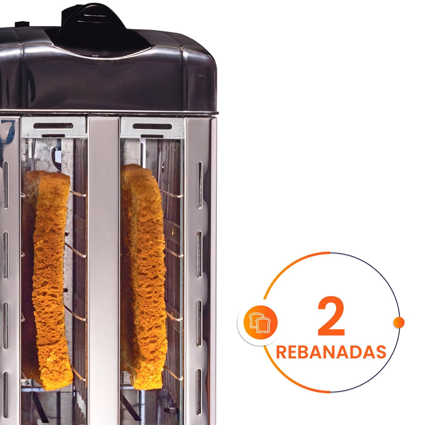 Tostador de pan 2 Rebanadas 6 niveles de tostado extremos de tacto frío Acero Inoxidable Tostadora Timco TOST288
